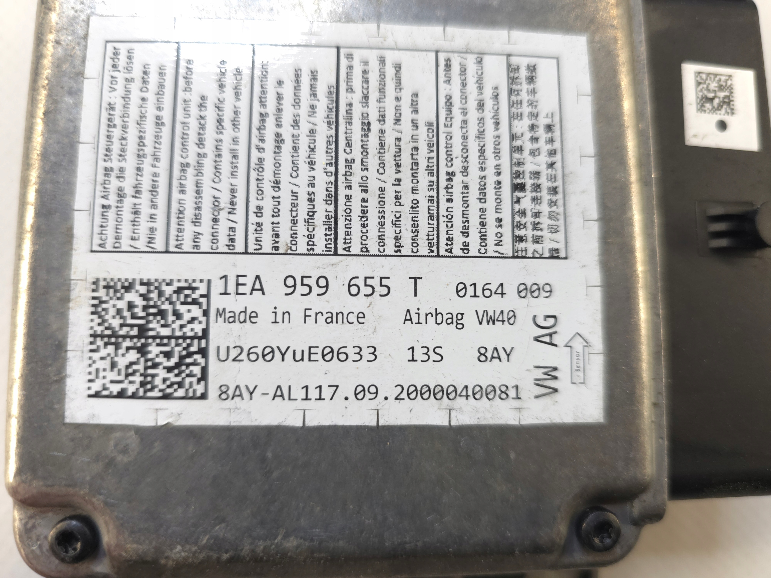 VW AUDI SKODA MODUŁ STEROWNIK PODUSZEK POWIETRZNYCH ORYG PŃ# Producent części Audi OE