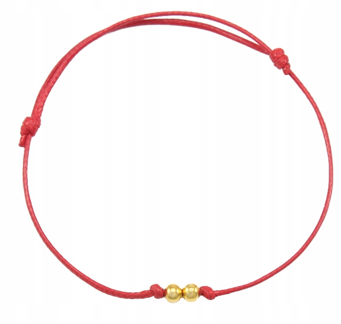 

Bransoletka Szczęścia Czerwona Amulet Złote Kulki