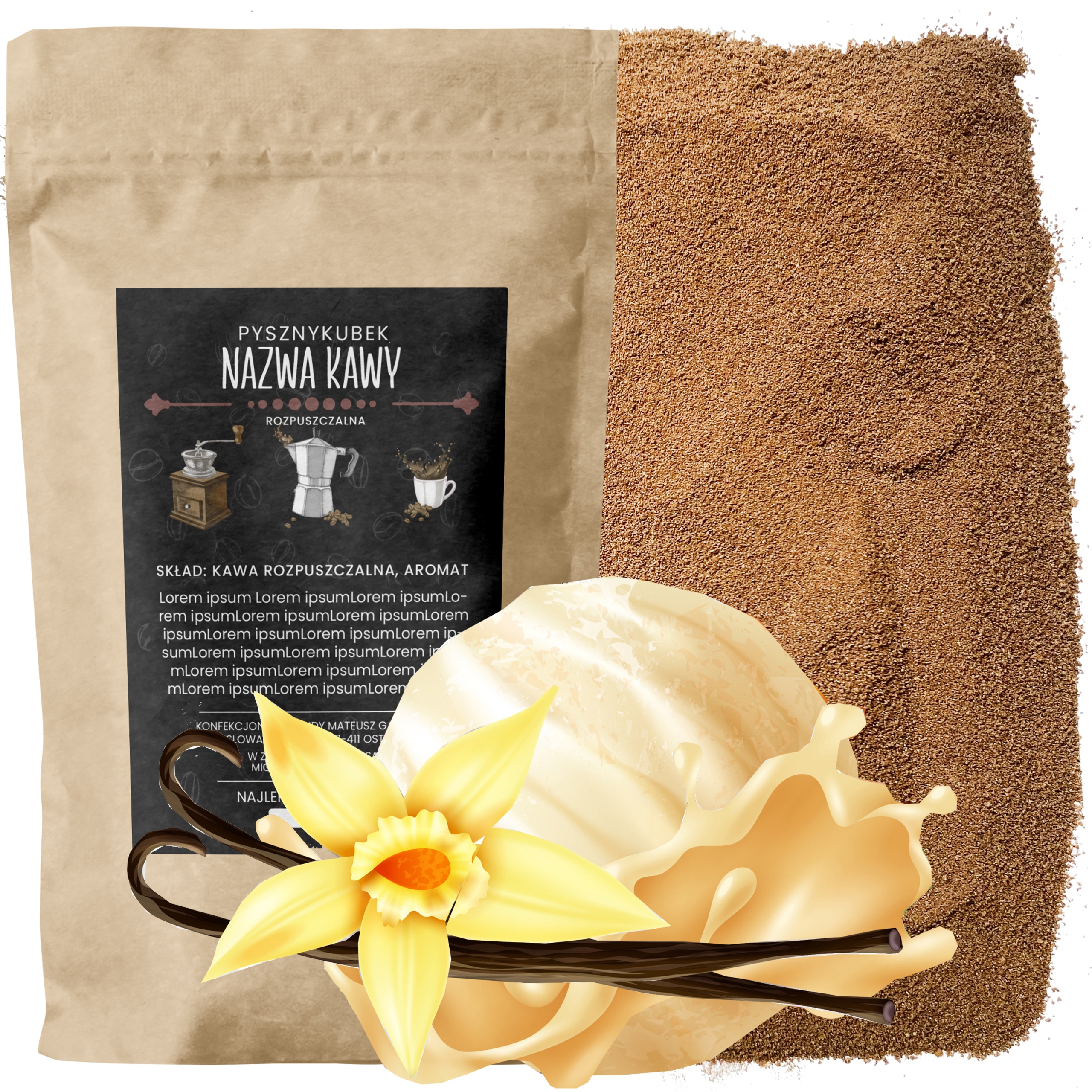 Kawa Rozpuszczalna smakowa Lody Waniliowe 1000G 1KG