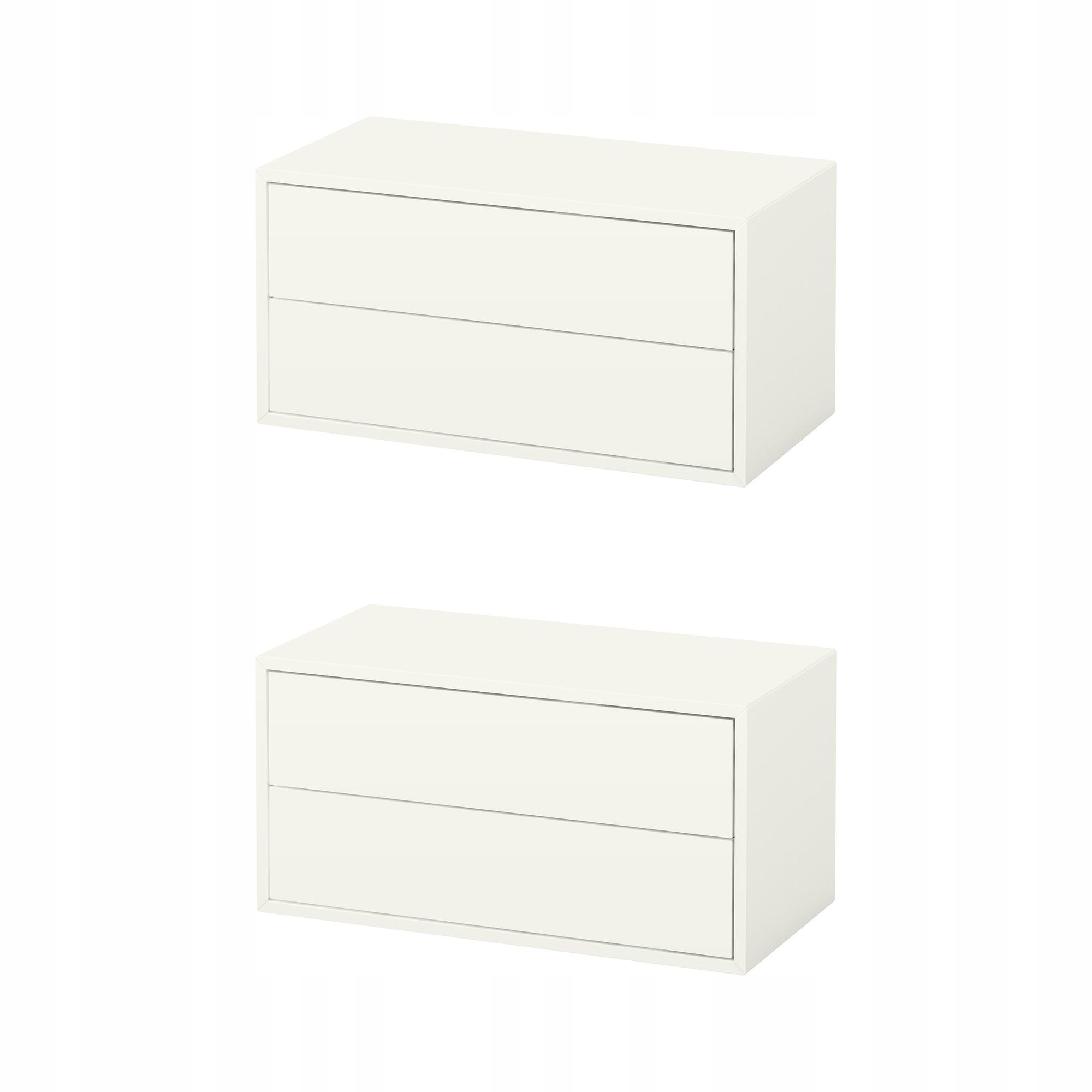 2 szt. Eket Szafka 2 szuflady biała 70x35x35 cm nowoczesny styl