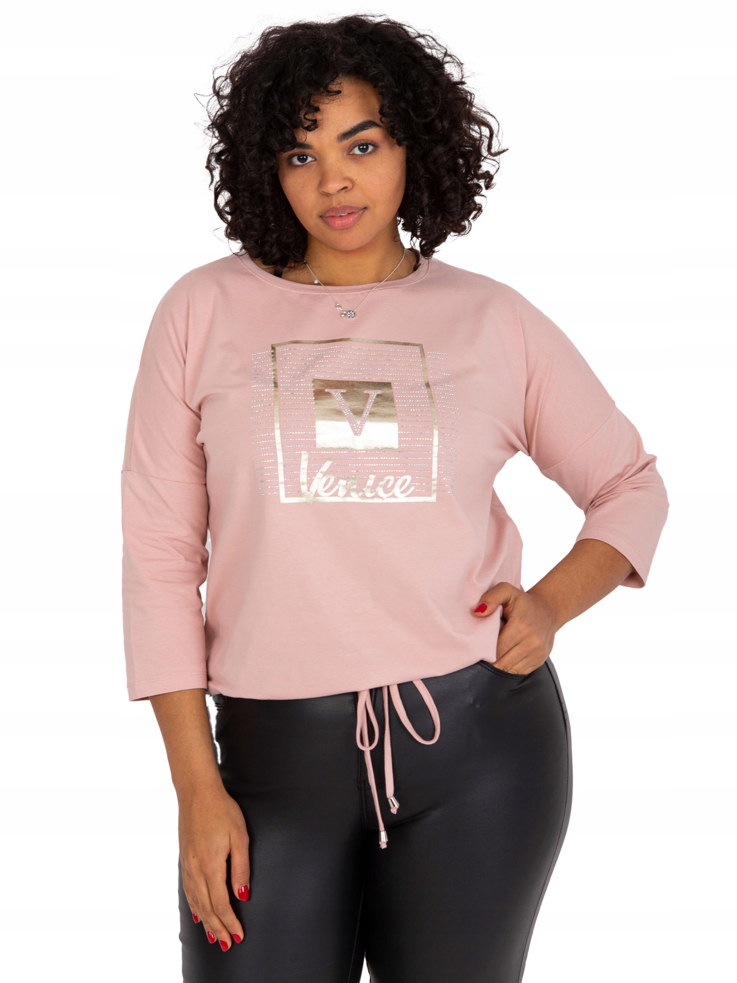 

Codzienna Bluzka damska Plus Size ze ściągaczem