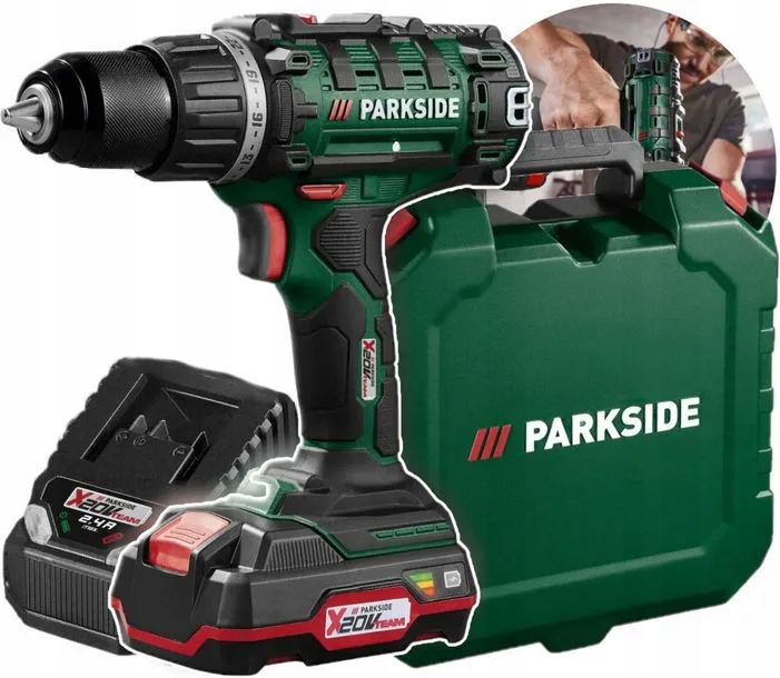 Parkside Akumulatorowa Wiertarko-Wkrętarka Pabs 20-Li z Aku Ład i Walizka