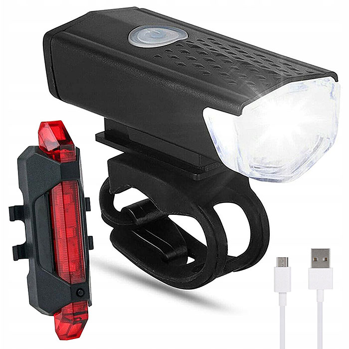 Lampka rowerowa led zestaw tył przód usb 315 lm