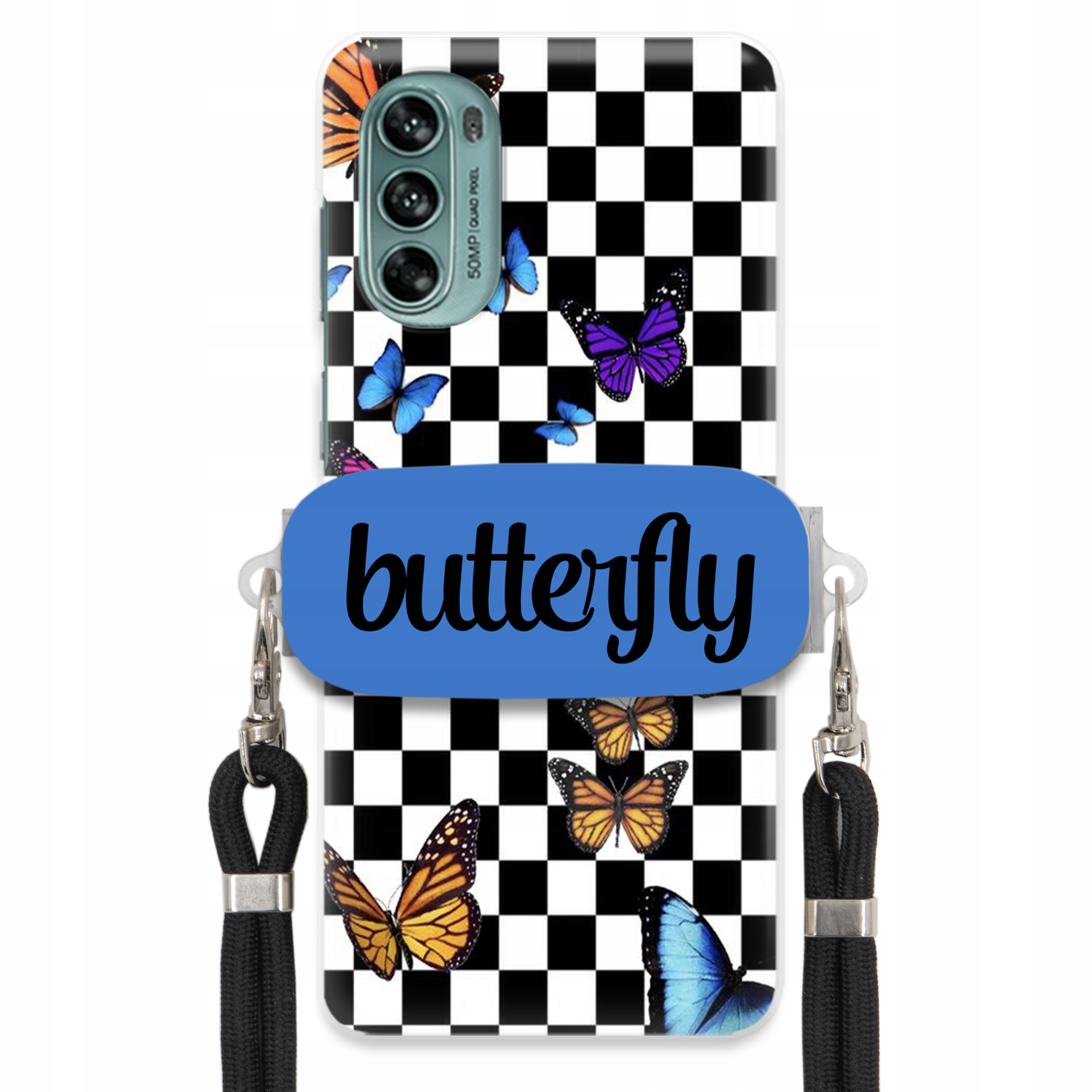 Pouzdro Pro Motorola G62 5G Case Obdélníkový Držák Vodítka Butterfly Motýli