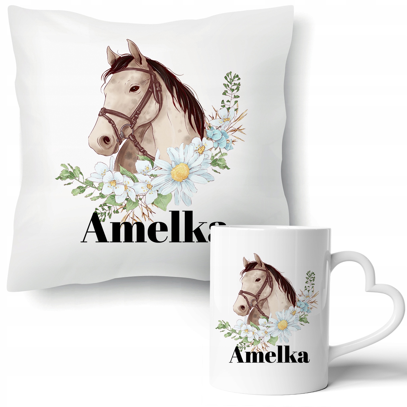 

Zestaw Biała Poduszka I Kubek Koń Personalizowany
