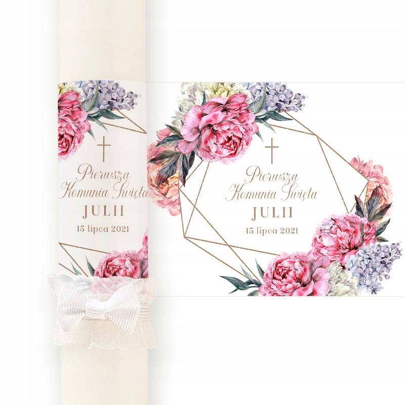

Gromnica na Komunię Świętą Sweet Peony +okapnik