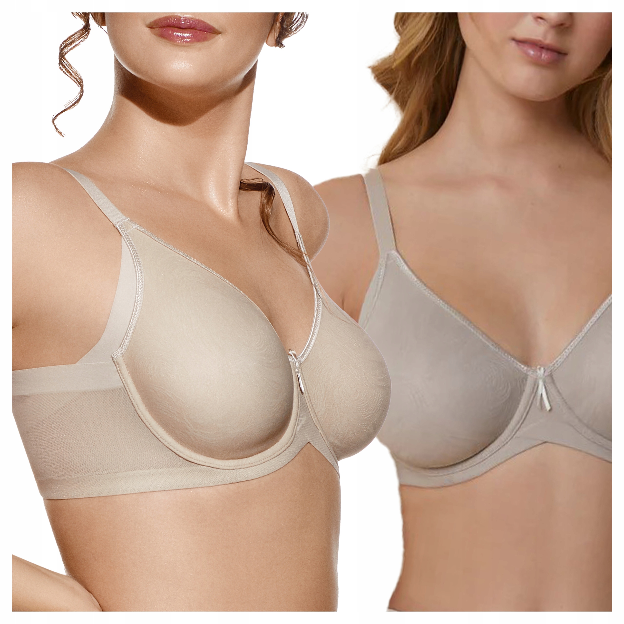 Modelujący Miękki Biustonosz z Fiszbinami Szerokie Boki Frida Beżowy 100D