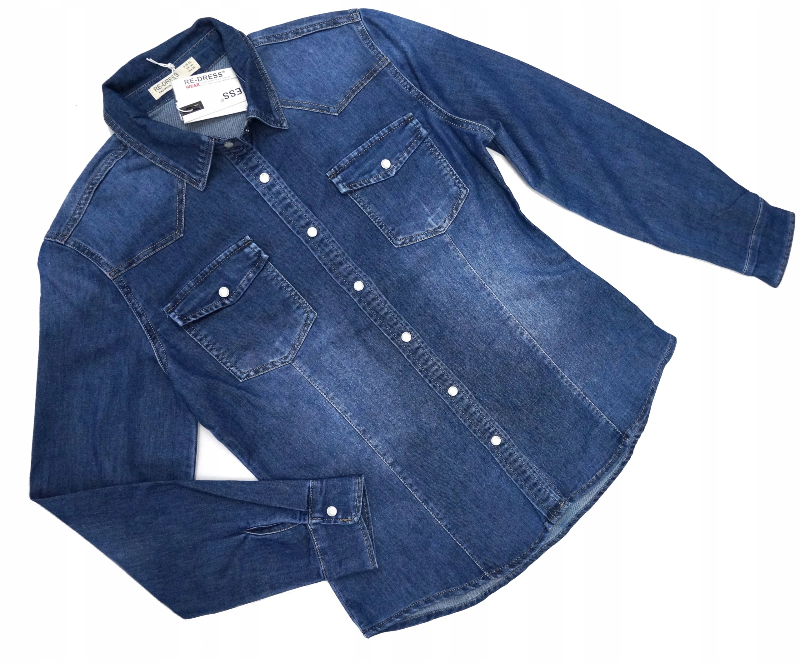 DAMSKA KOSZULA JEANSOWA TALIOWANA PERŁOWE GUZIKI WYGODNA ELASTYCZNA L/XL Marka inna