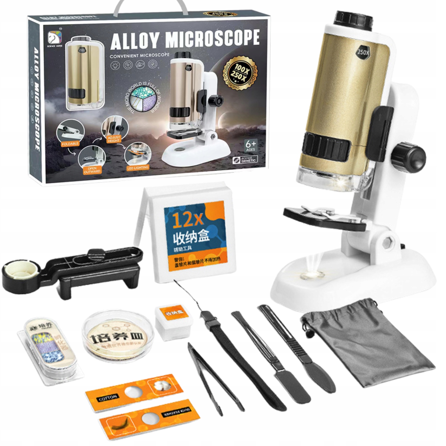 MIKROSKOP DLA DZIECKA EDUKACYJNY LED PRZYBLIŻENIE 250X PREZENT EKSPERYMENT EAN (GTIN) 9300658406096