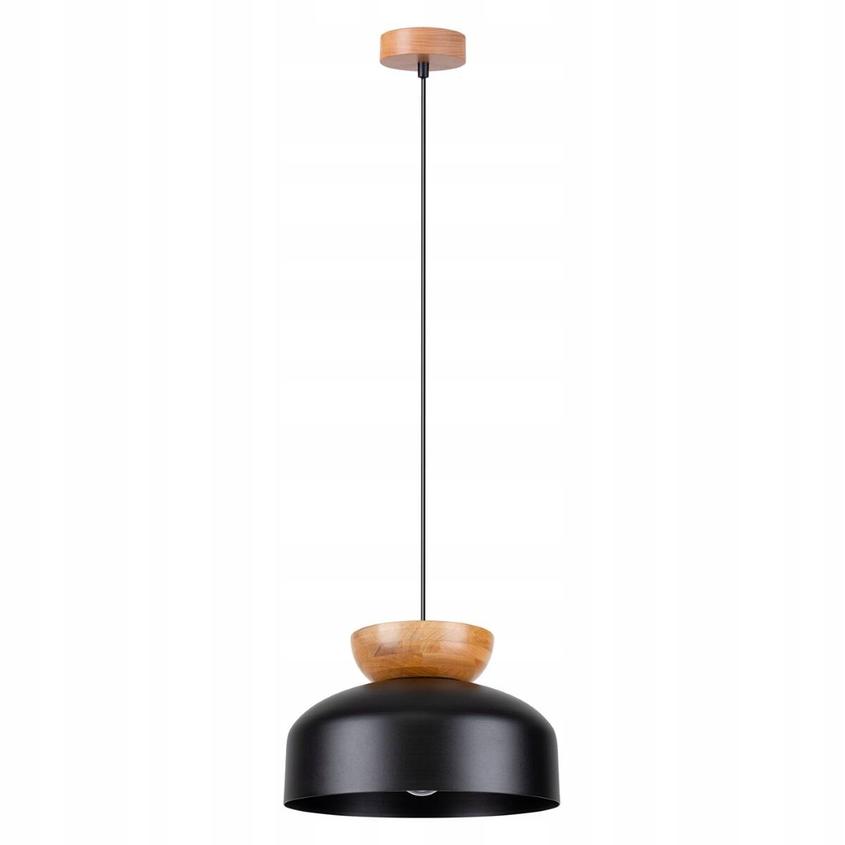 Sollux Závesná lampa čierna Marion drevo a oceľ E27 15W