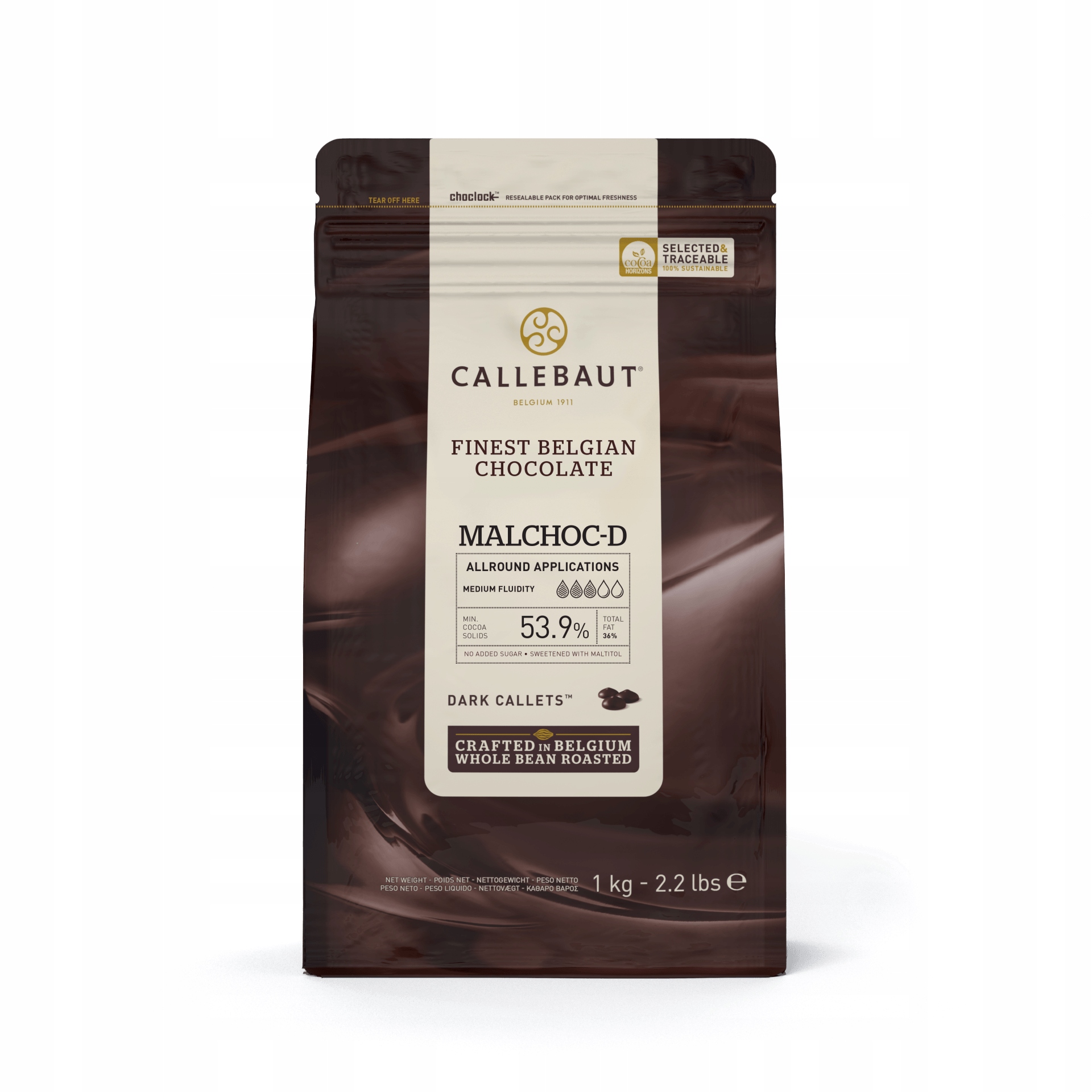 Czekolada Callebaut deserowa Ciemna Malchoc 1kg bez cukru 53,9% kakao