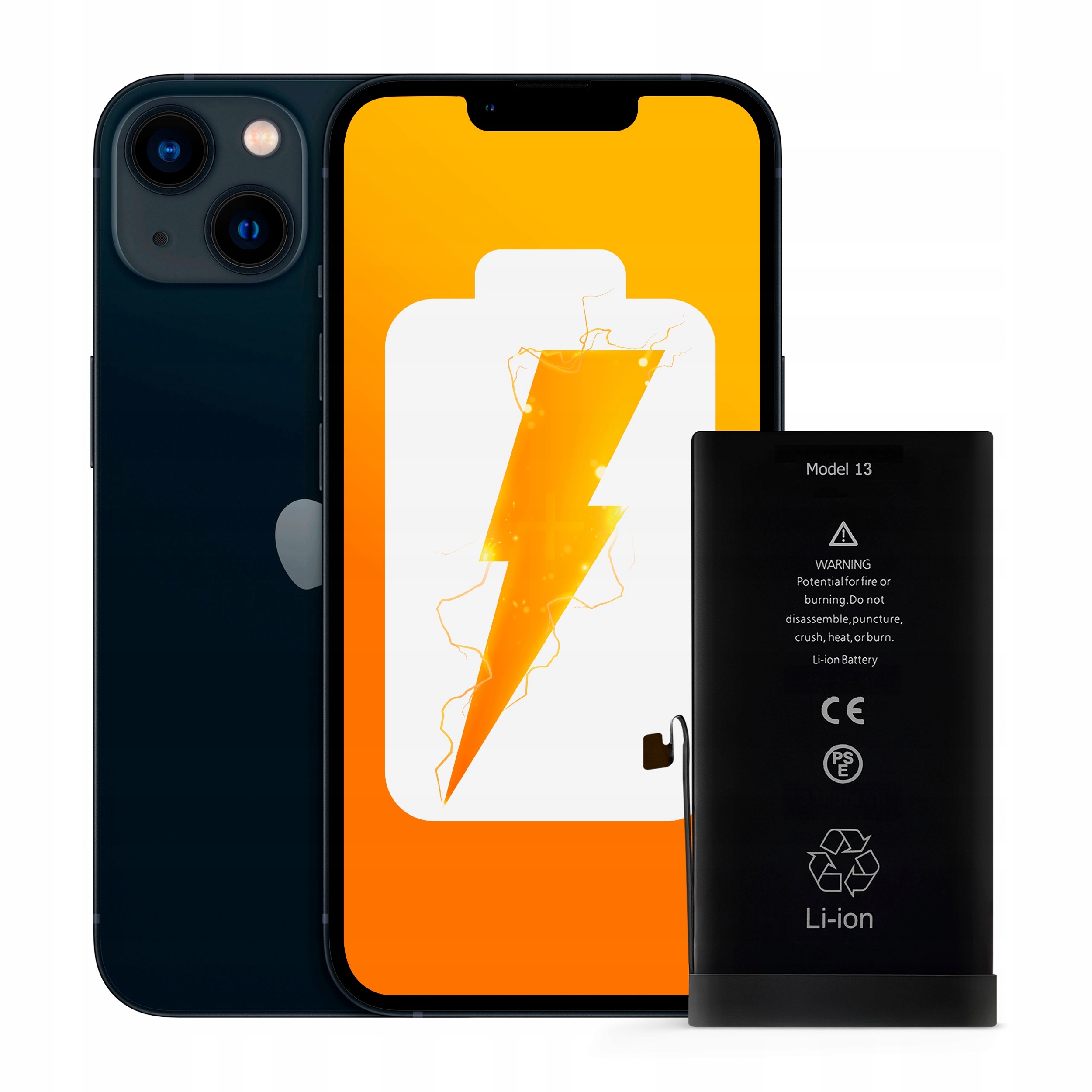 3 szt Bateria do iPhone 13 Większa Pojemność 3510 mAh Nowacell