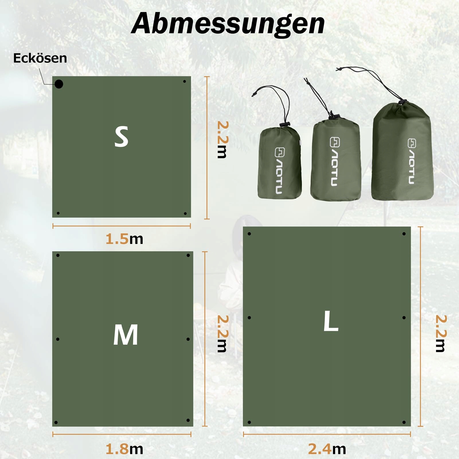 Plandeka Tarp Do Hamaka Kempingowa Wodoodporna 1.5x2.2m AZARXIS — miniatura 2