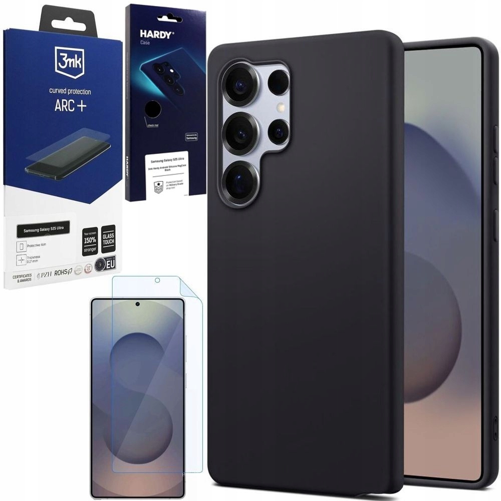 Zestaw 3mk: Etui Hardy Silicone MagCase Folia Arc+ do Galaxy S25 Ultra