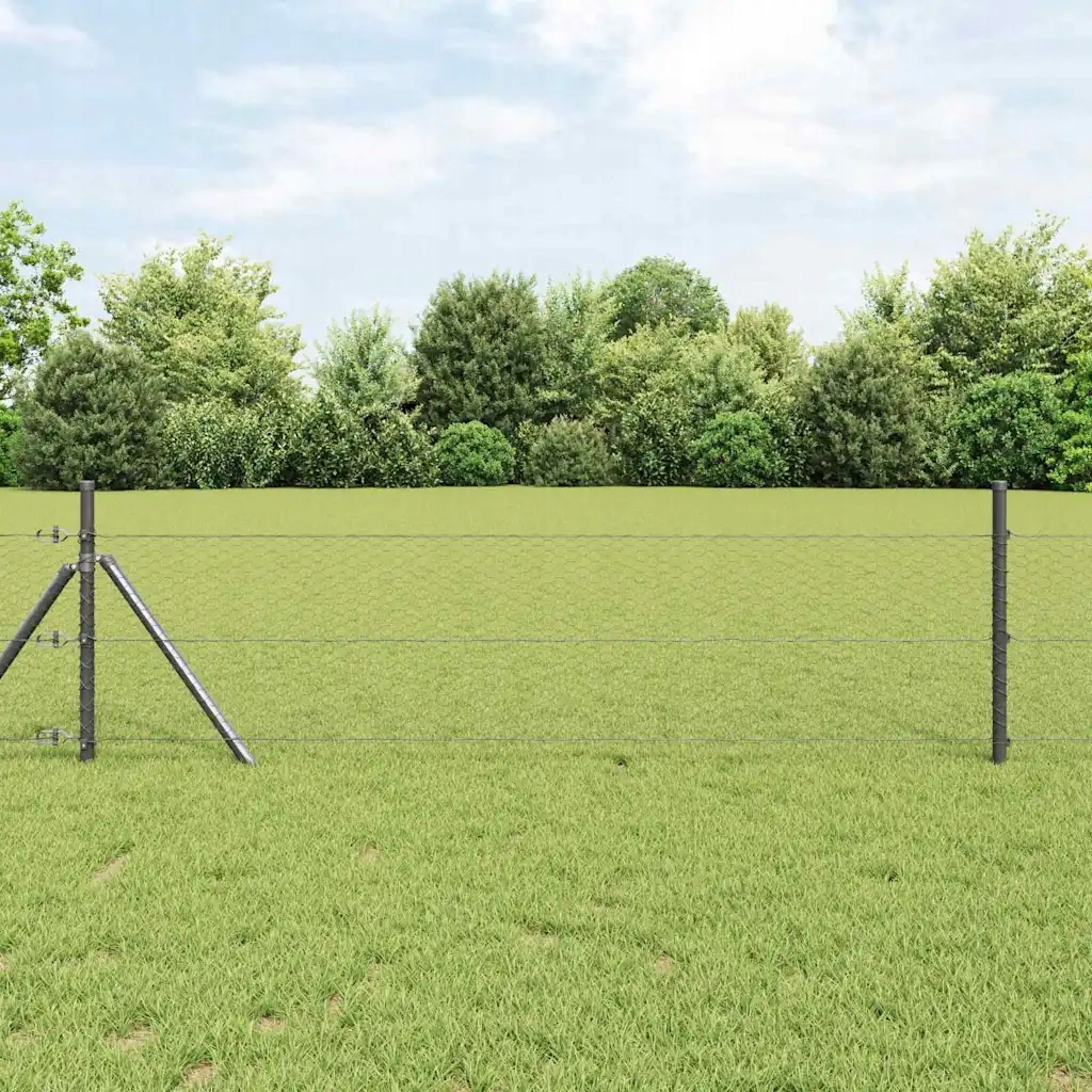 Plot s příspěvky Šedá 0.8 x 10 m Ocel potažená Pvc Šedá 3352774