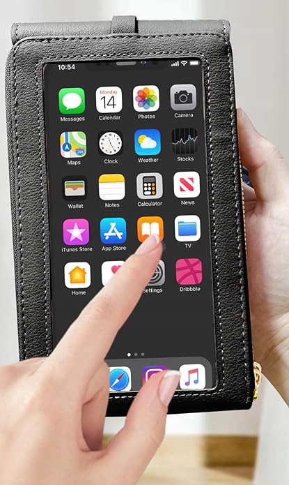 MINI TOREBKA DAMSKA PORTFEL NA TELEFON KOPERTÓWKA CZARNA LISTONOSZKA ETUI Wielkość mała (nie mieszcząca A4)