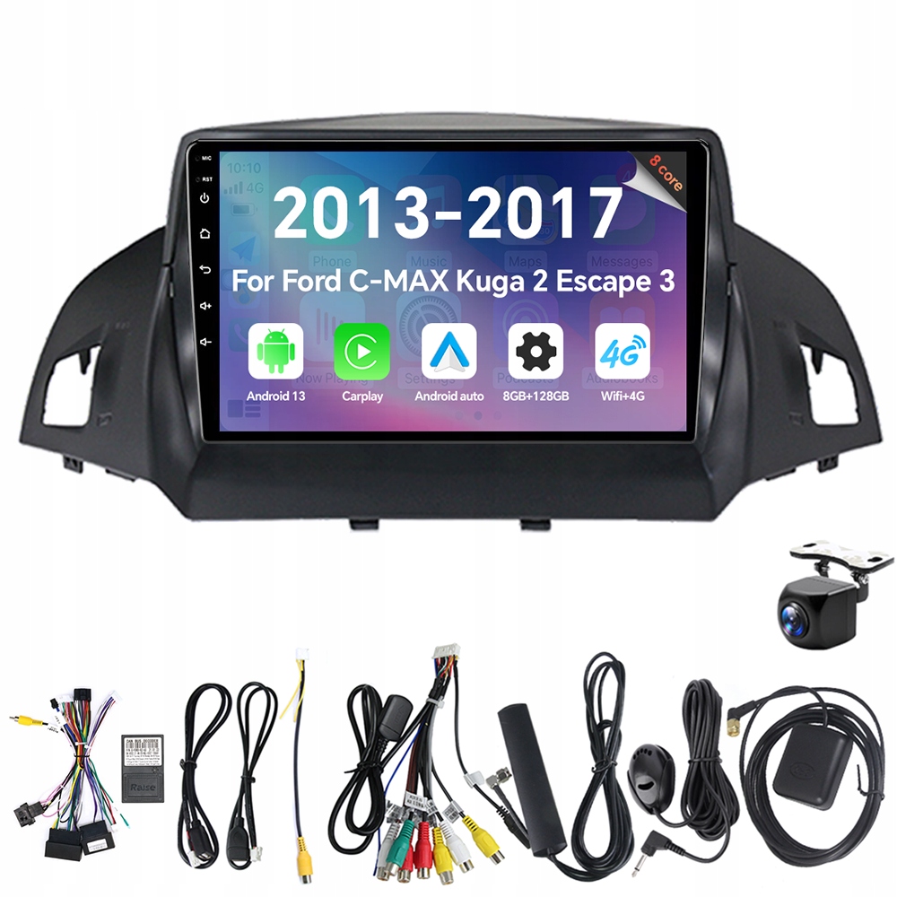 Autorádio Eunavi 2Din s Androidem 13 pro Ford C-max Kuga 2 Escape 3 2013-2017