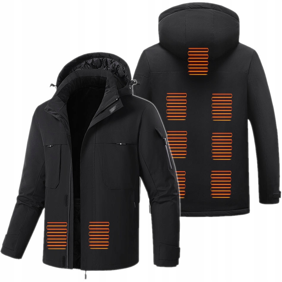 KURTA ZIMOWA DAMSKA MĘSKA CZARNA PODGRZEWANA KURTKA USB CIEPŁA XL Materiał dominujący poliester