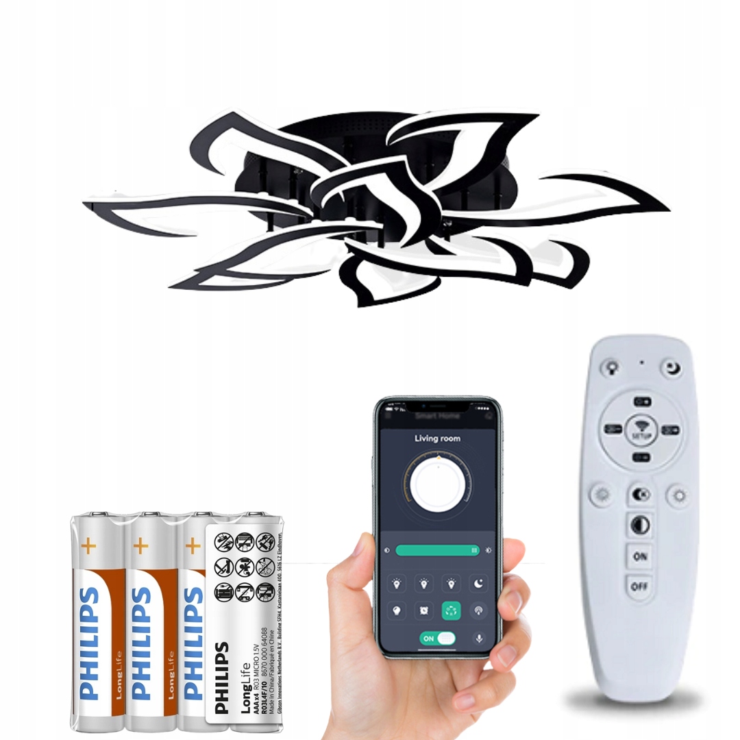 Lampa Sufitowa Wisząca Nowoczesna Led Duża Żyrandol Kwiat Lotosu Ściemniana