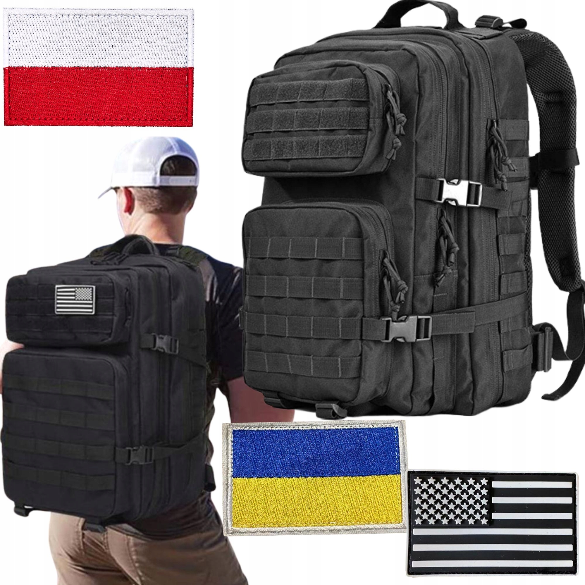 

Plecak W Stylu Wojskowym Taktyczny 45L 3 Flagi