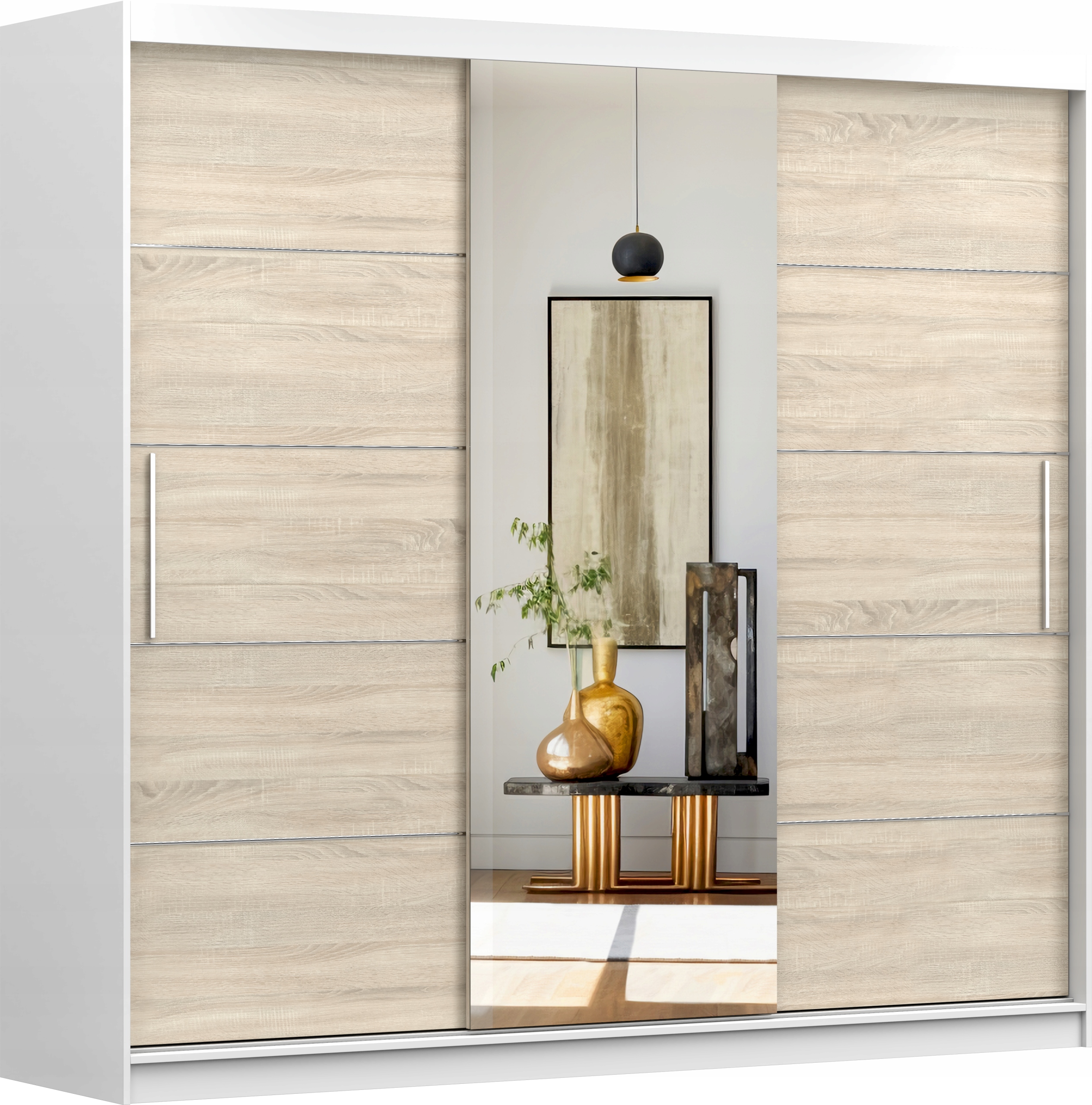 SZAFA PRZESUWNA 3 DRZWIOWA 230 z lustrem PREMIUM duża pokoju sypialniana Liczba drzwi szafa trzydrzwiowa
