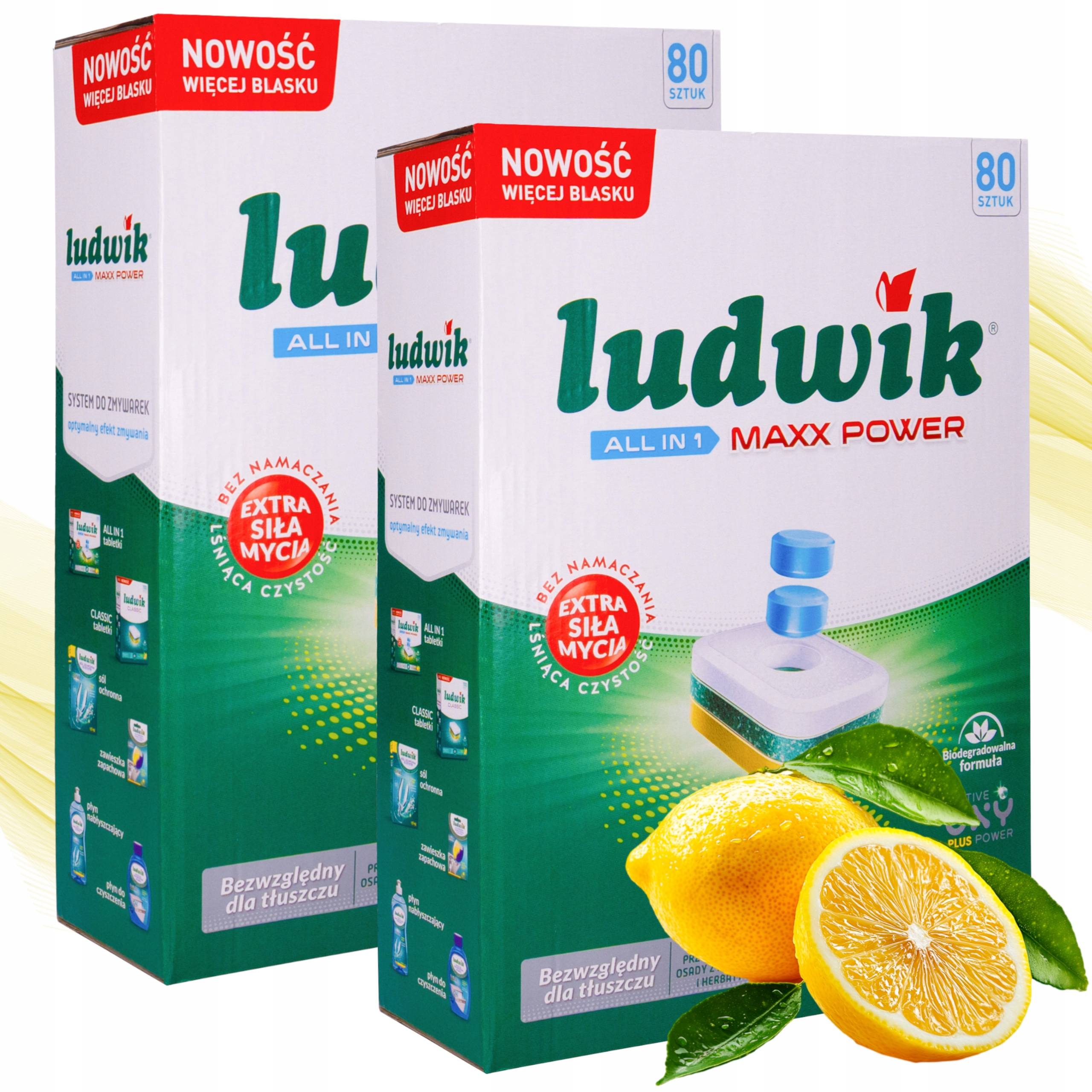 Levně 2x Tablety do myčky Ludwik All in One Max Power Citron 80 ks