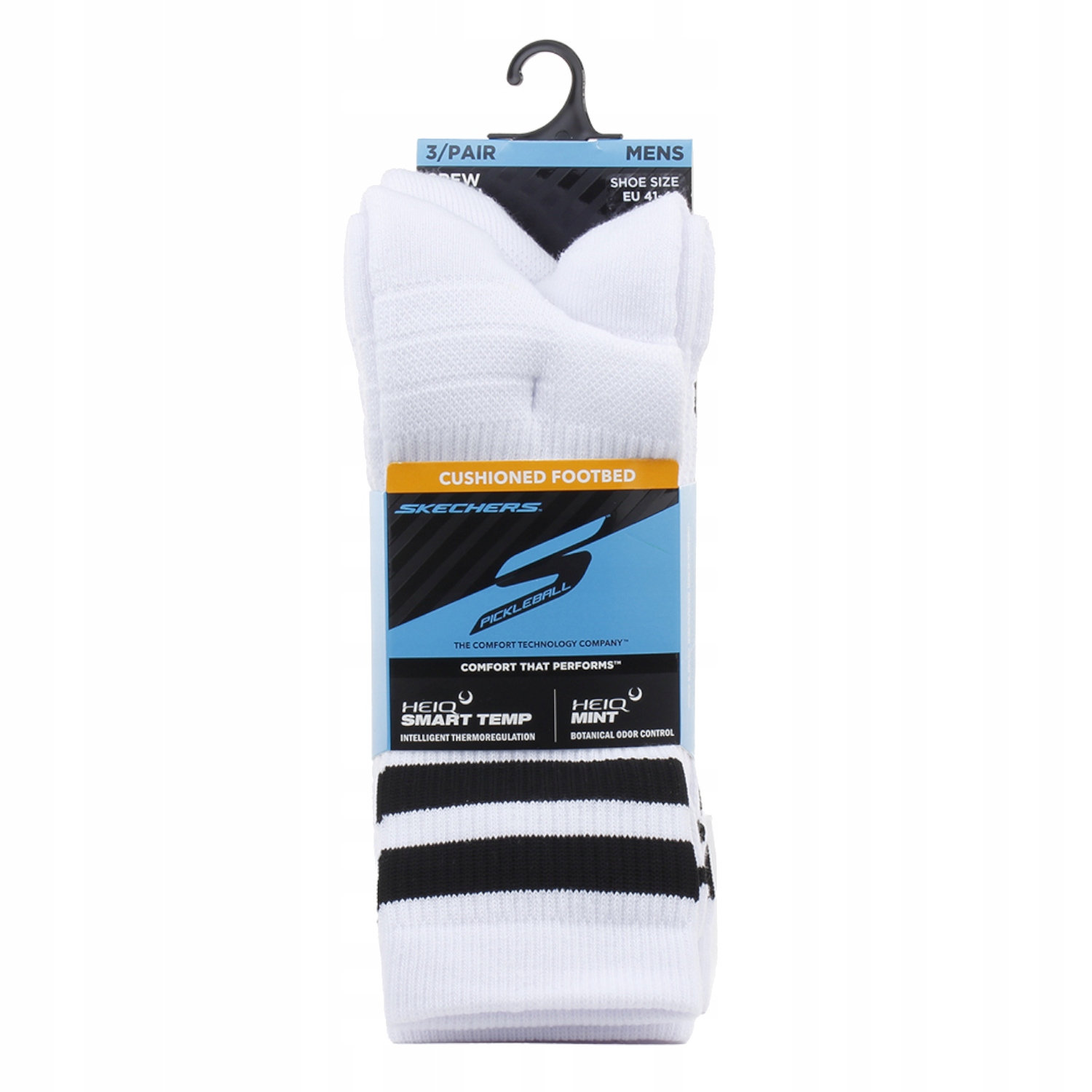 Skechers 3PK Mens Pf Pball Crew Socks [41-46] Ponožky Polyester B