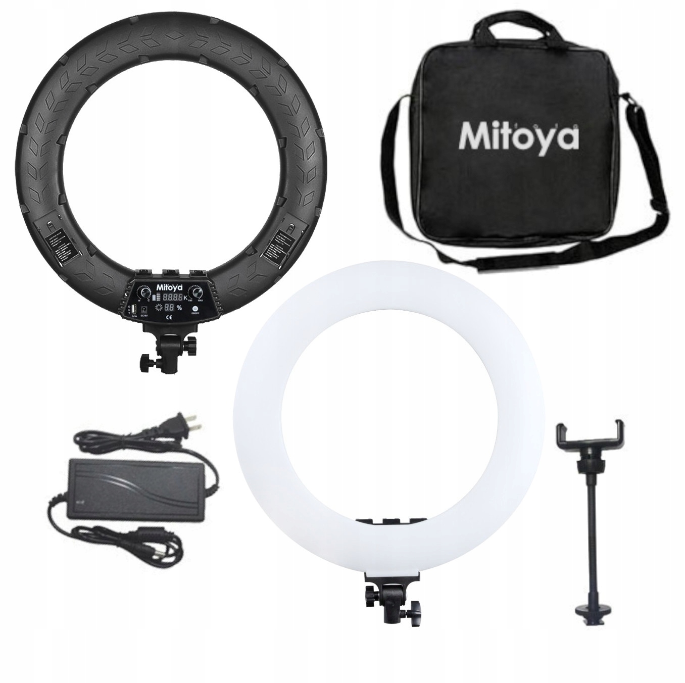 MITOYA LED RING RL-480L Z WYŚWIETLACZEM LAMPA 60W UCHWYT TEL + STATYW 230CM Marka MITOYA