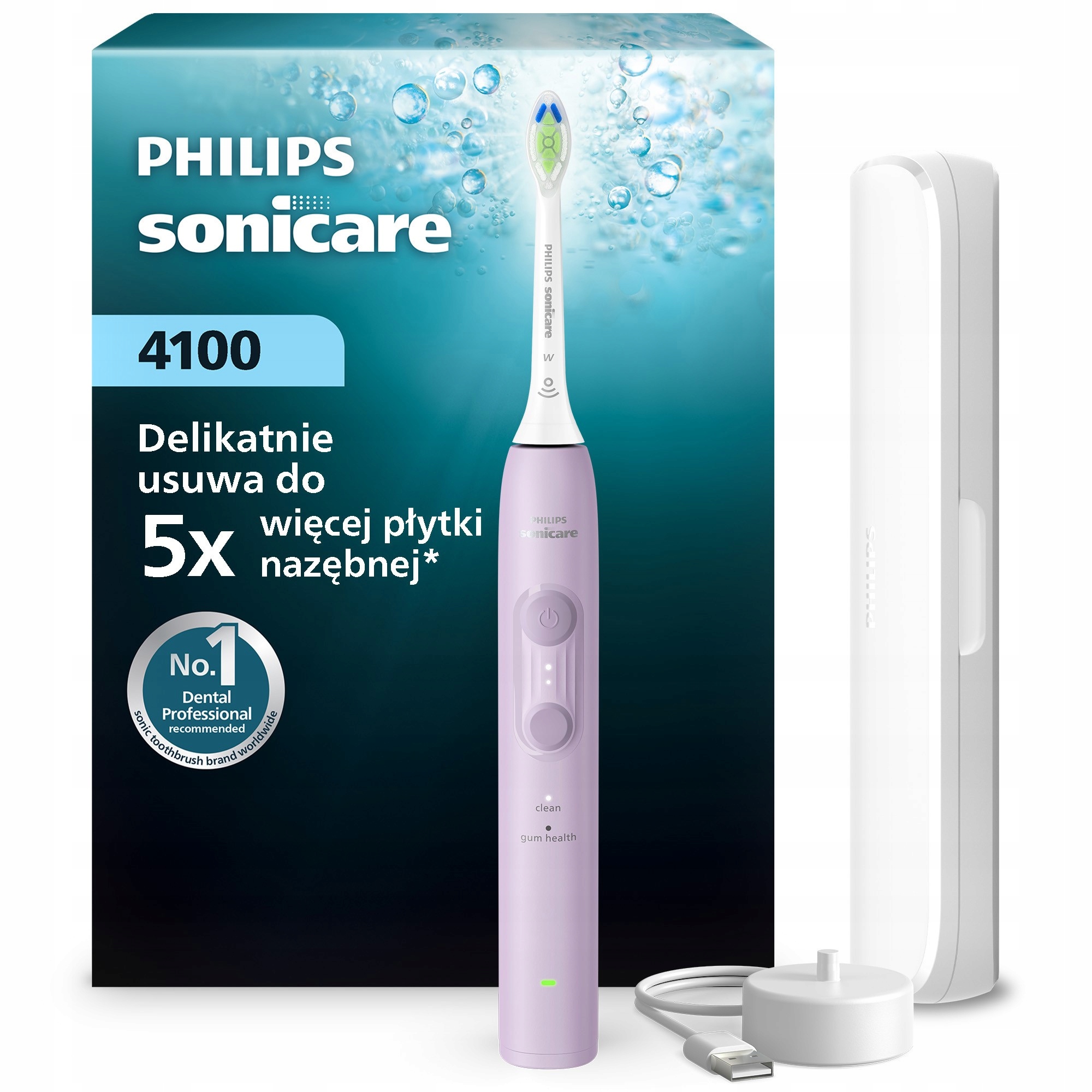 Philips Sonicare 4100 szczoteczka soniczna liliowa etui podróżne HX4043/49