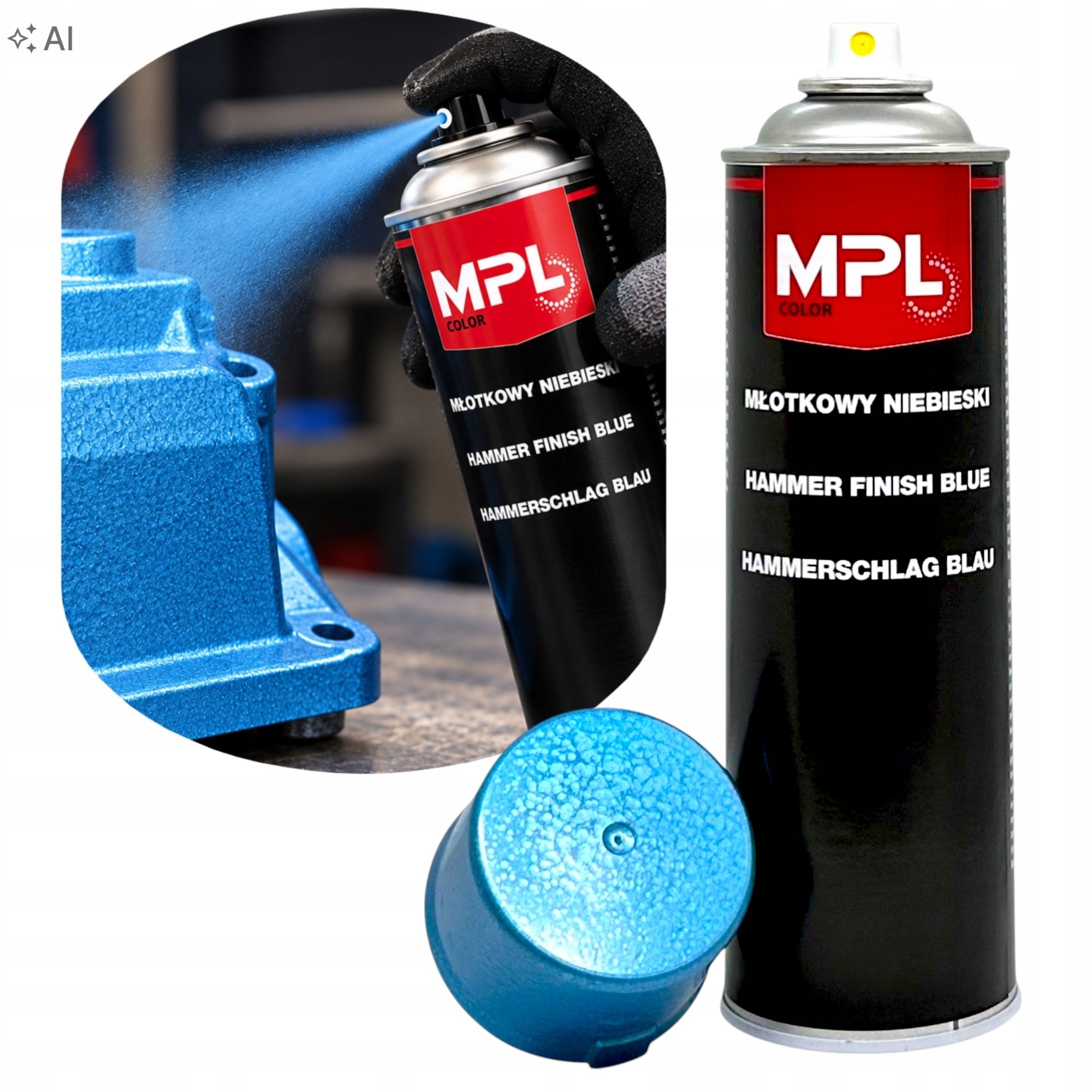 Lakier Młotkowy Spray 400ML Niebieski Farba Młotkowa do Metalu Niebieska