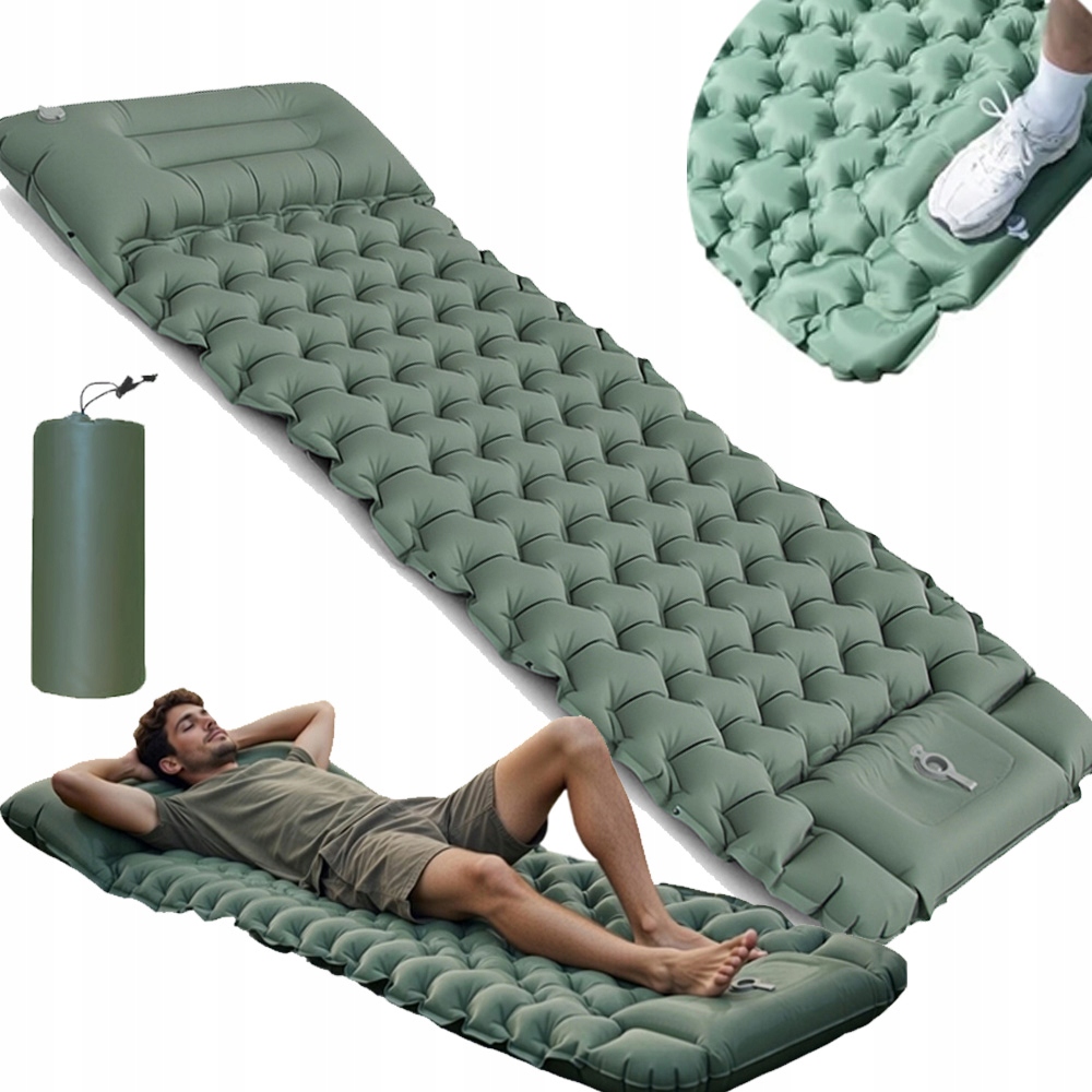 Turistická Podložka Karimatka Nafukovací Matrace Na Spaní 200 x 66 cm s polštářem