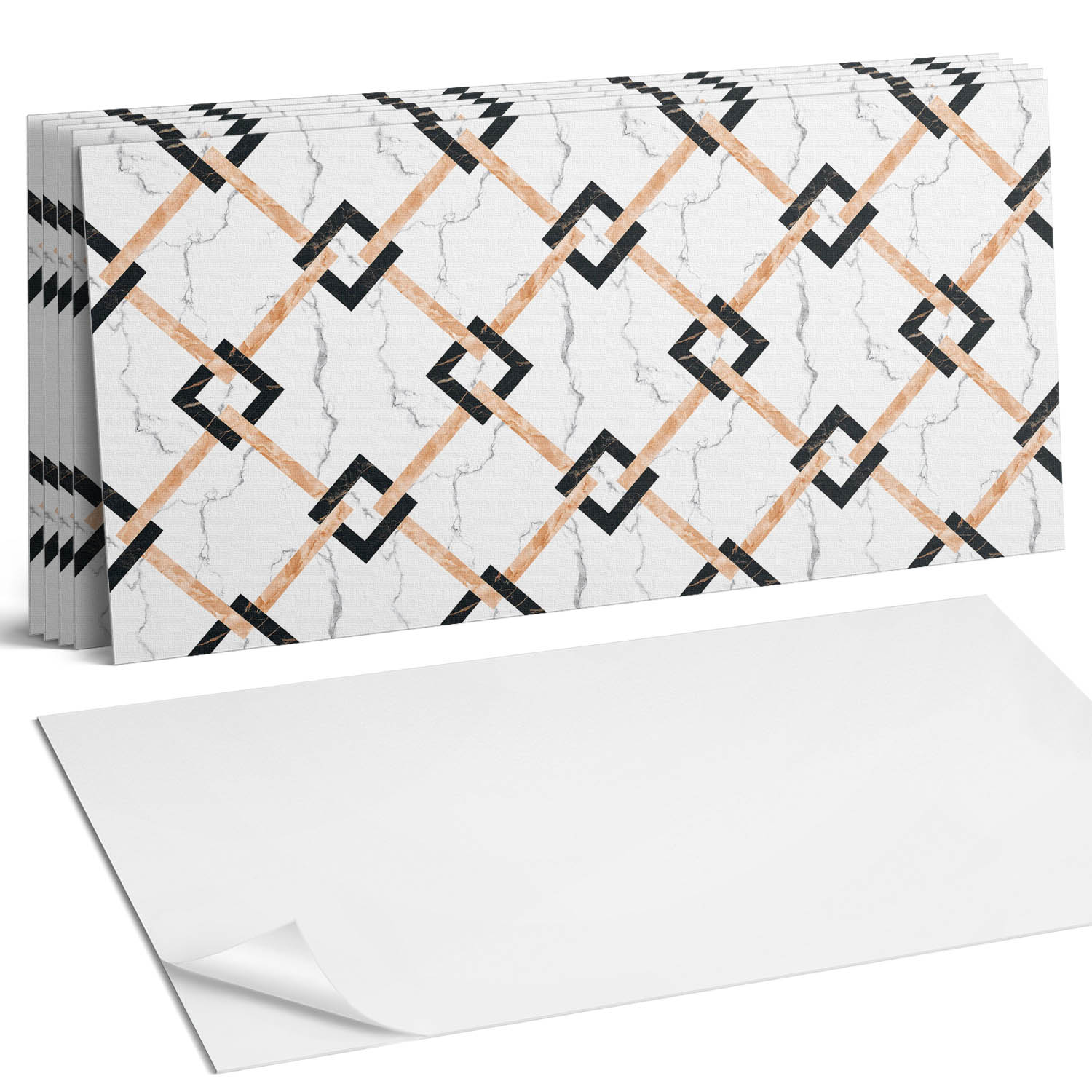 Sada Pvc dlaždic Moderní mramorové geometrické motivy 6 x 60 x 30 cm