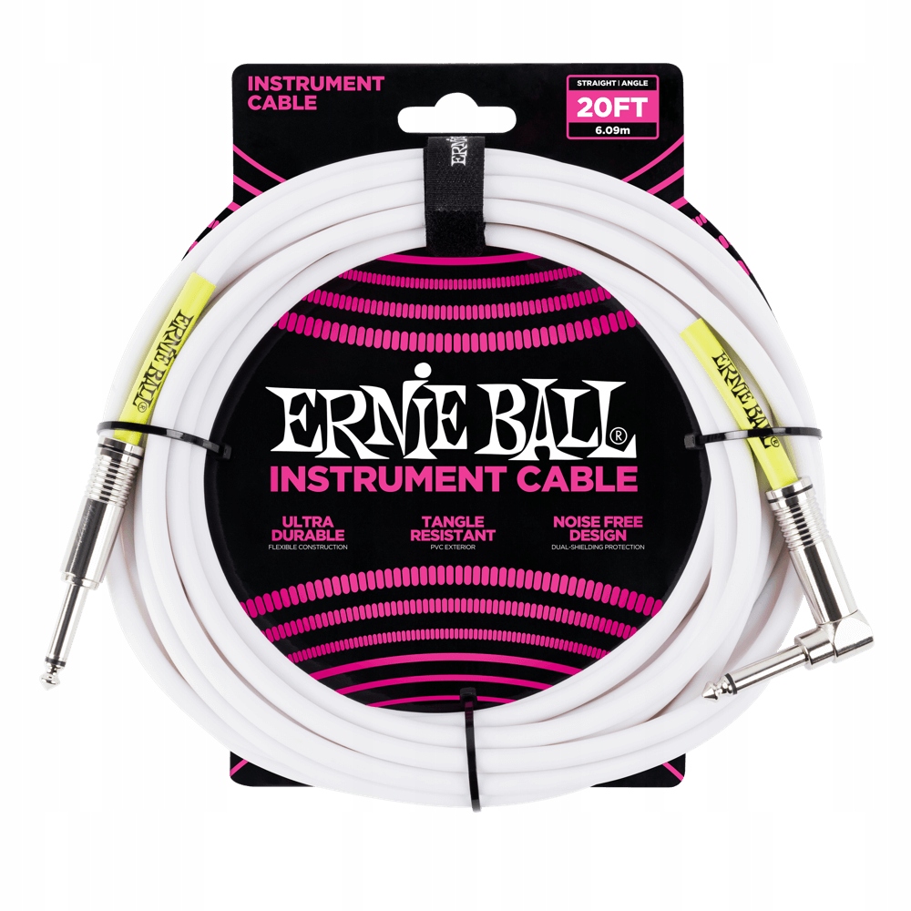 Mono kytarový nástrojový kabel Jack 6 m Ernie Ball P06047 bílý