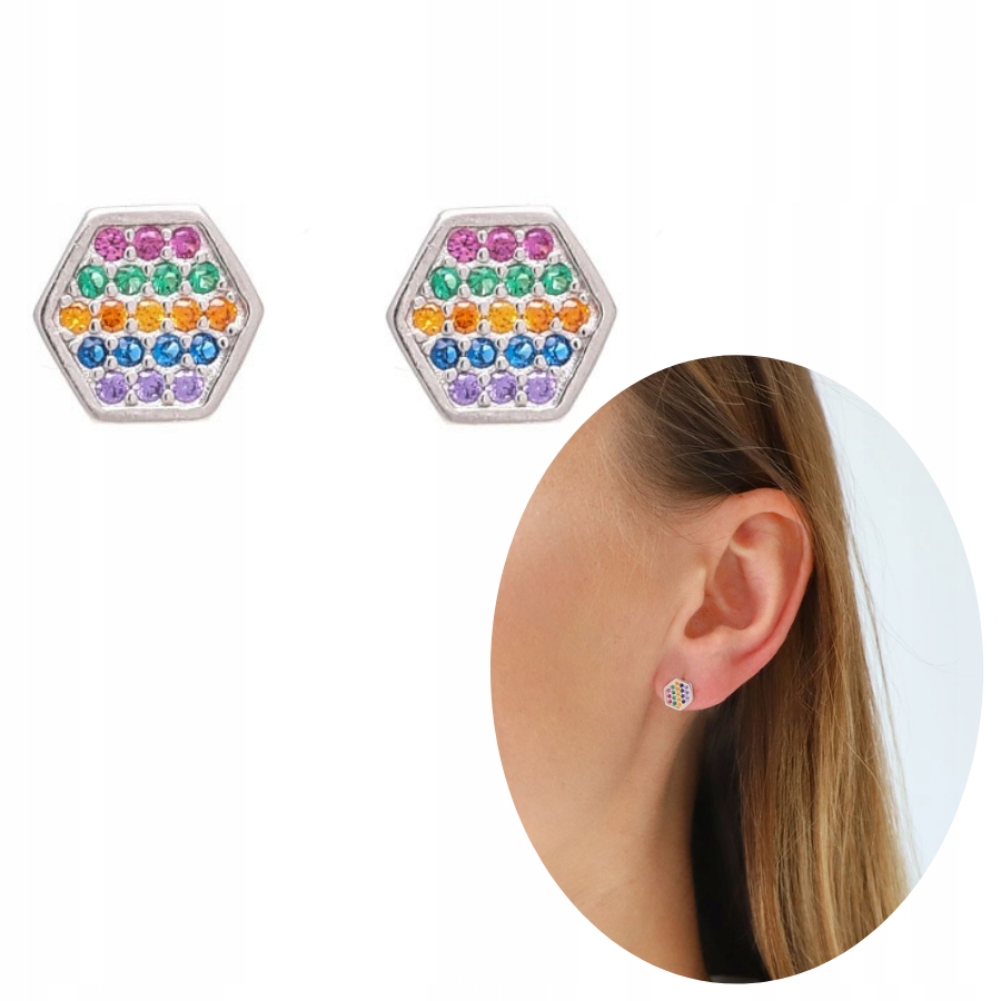 

Srebrne kolczyki z kolorowymi cyrkoniami Glam
