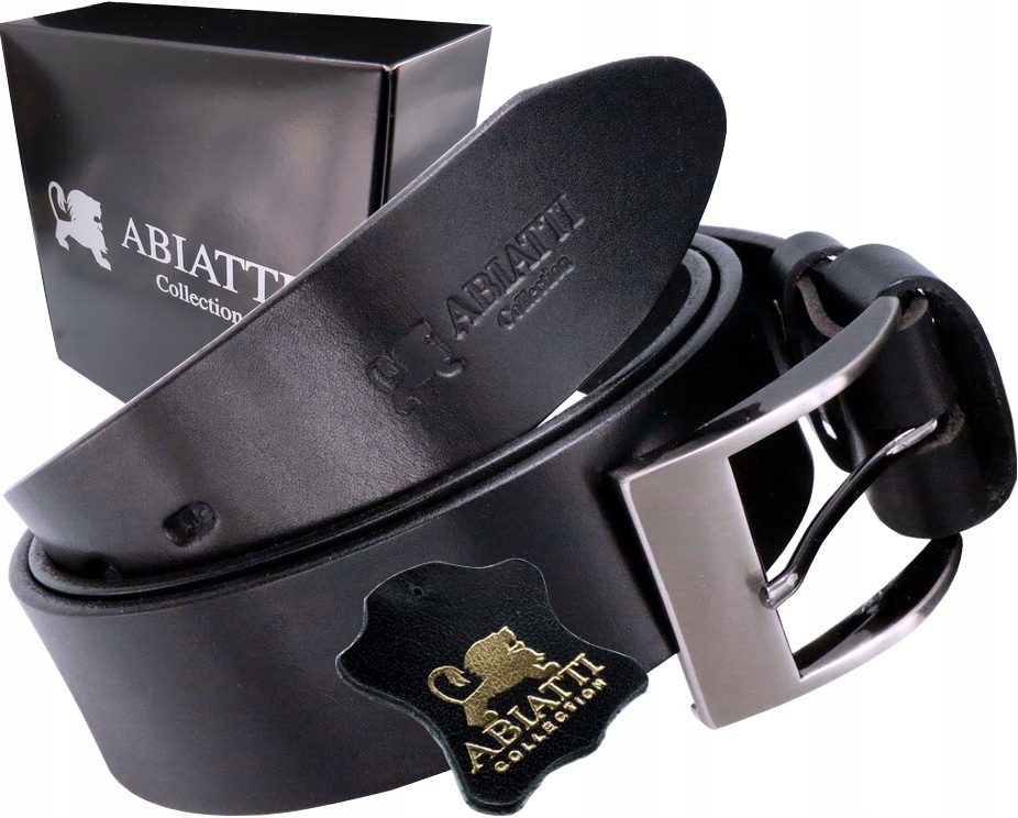 SKÓRZANY PASEK DO SPODNI ABIATTI SZEROKI PAS DO JEANSÓW GRUBA SKÓRA CIĘTA Marka Abiatti
