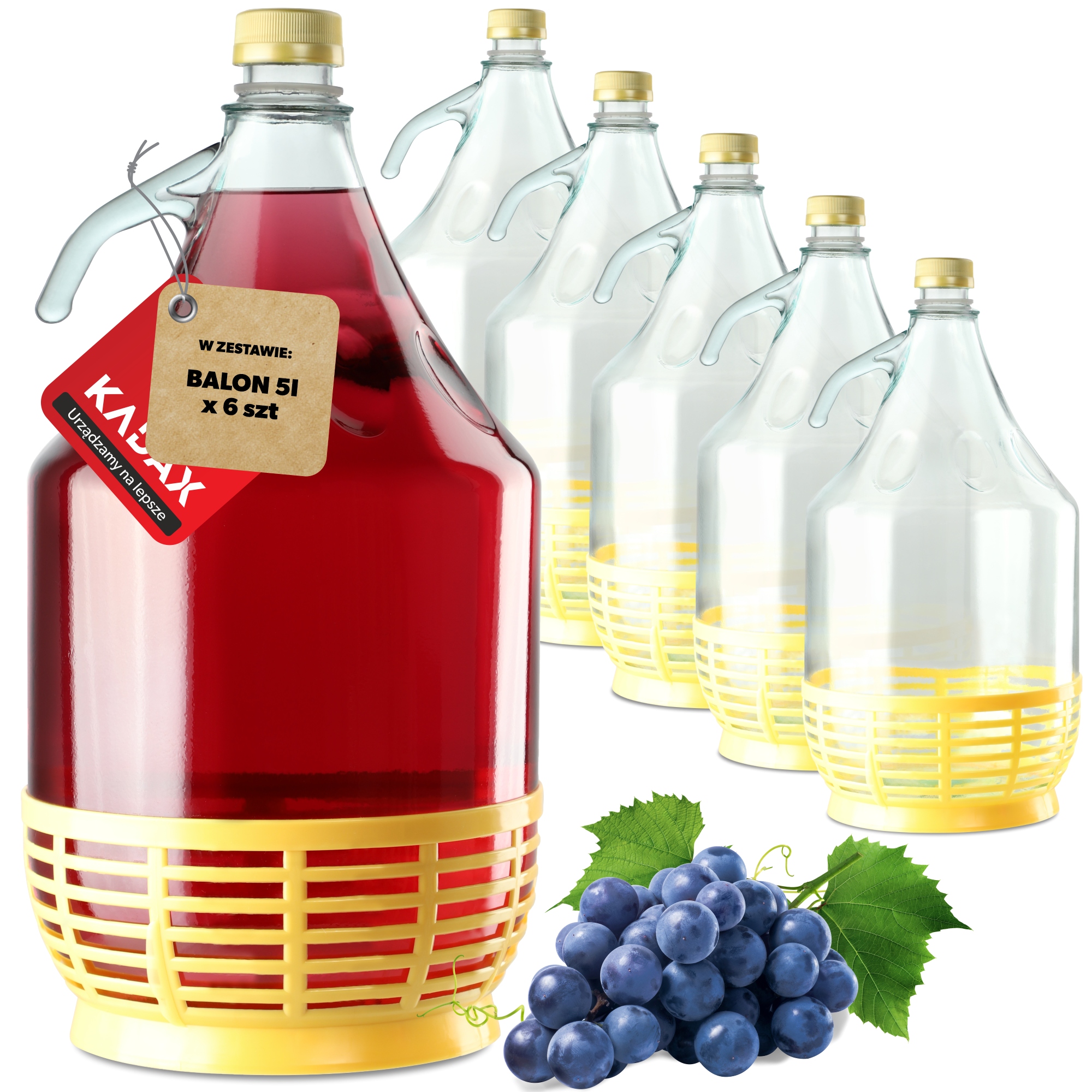 

6x Gąsior Balon 5L Butelka Dama Na Wino+zamknięcie