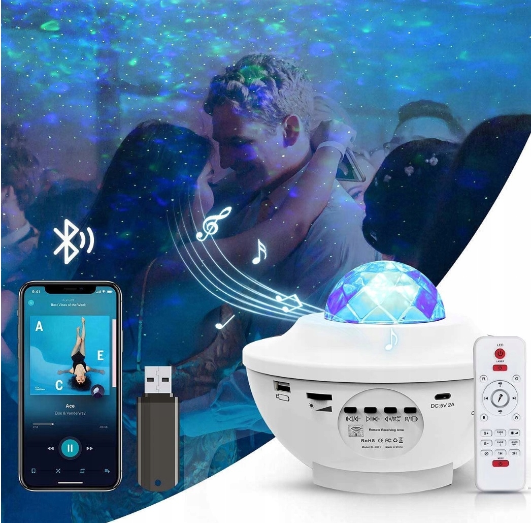 PROJEKTOR GWIAZD LAMPKA NOCNA RZUTNIK LED DO SYPIALNI DLA DZIECI NA PREZENT Barwa światła wielokolorowy