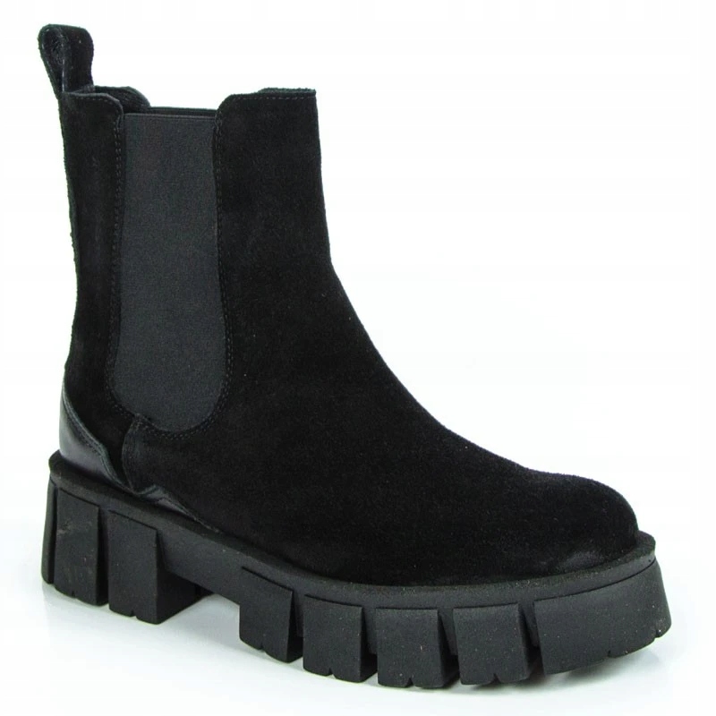 Carinii B8541 Kotníkové Boty Trapery Semišová Kůže Černé 40