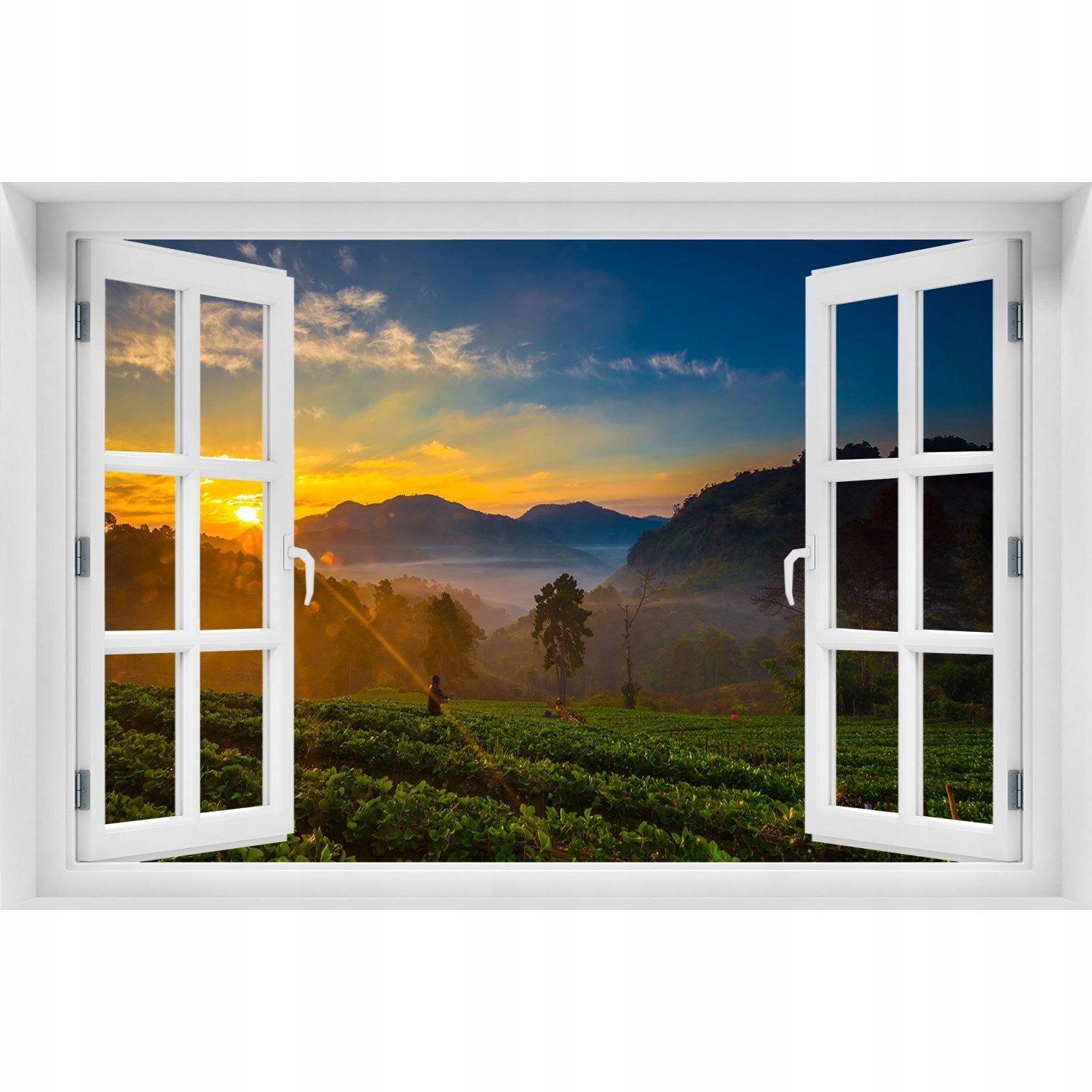 

3D Okno Naklejka na ścianę Plantacja herbaty