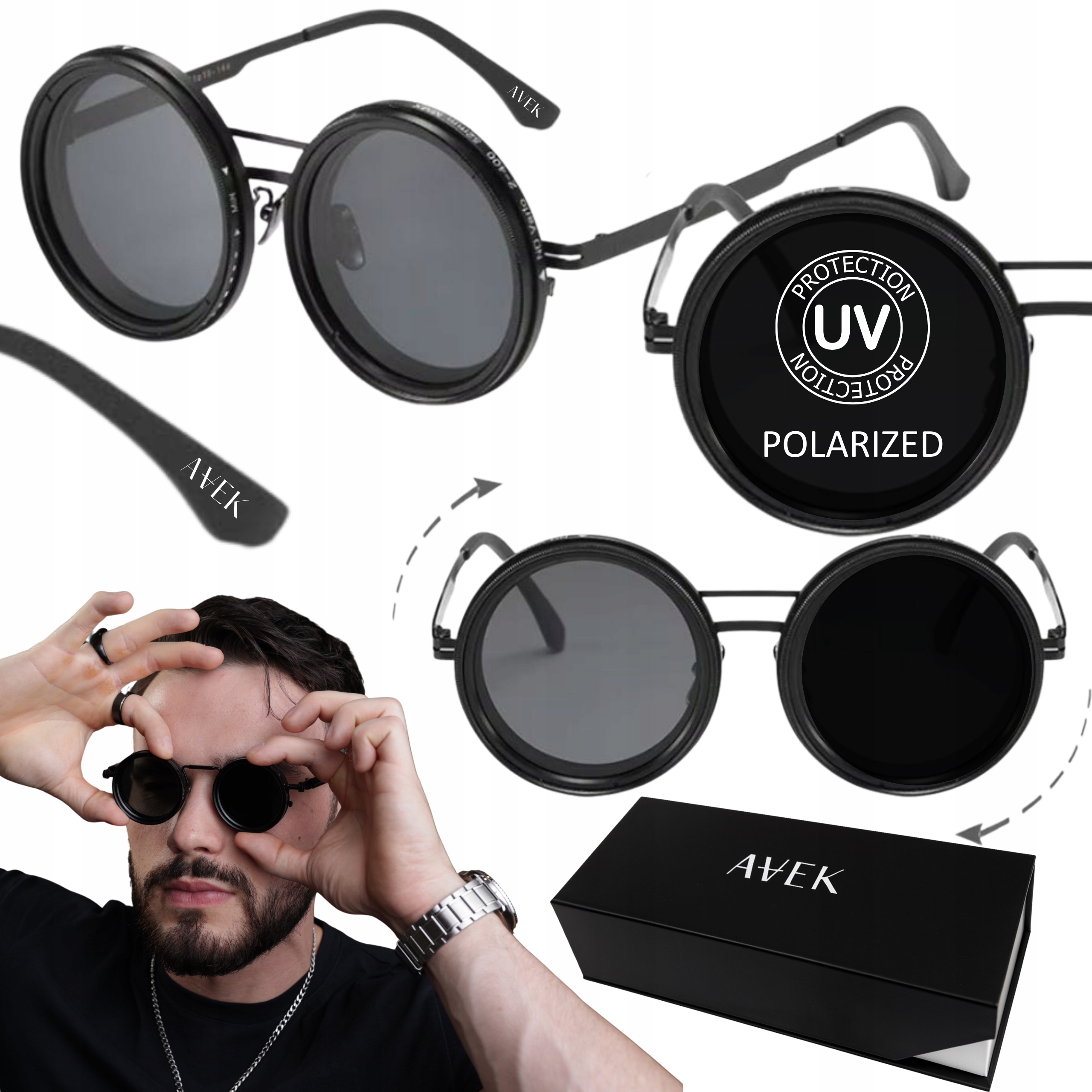 Okulary Przeciwsłoneczne Męskie UV400 Filtr Uv 400 Polaryzacja Z Pokrętłem