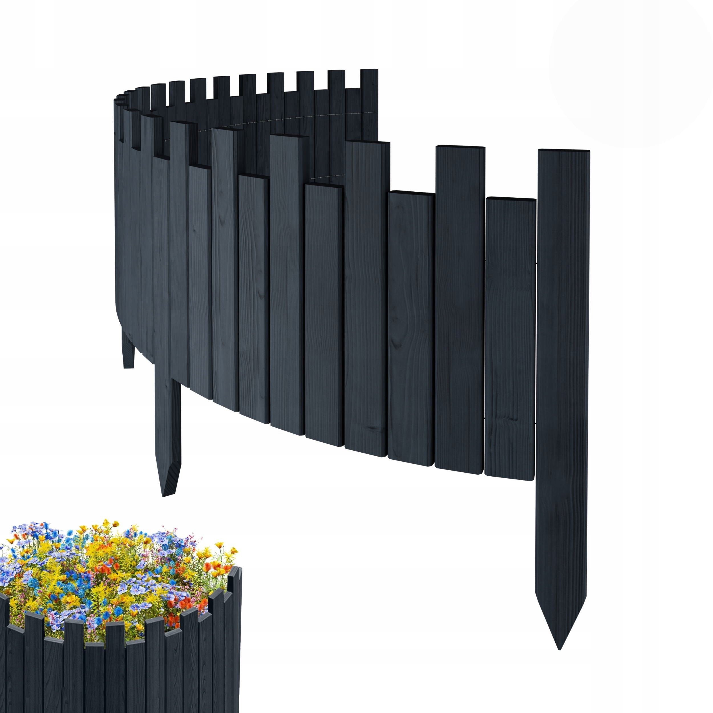 Dřevěný zahradní plot, palisáda, obrubník 200 x 30 cm Antracit