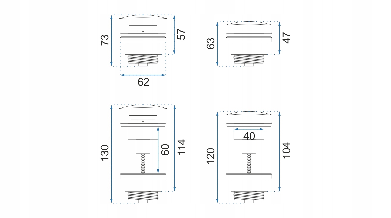 Syfon KLIK KLAK złoty szczotkowany mat umywalkowy Rea Materiał metal