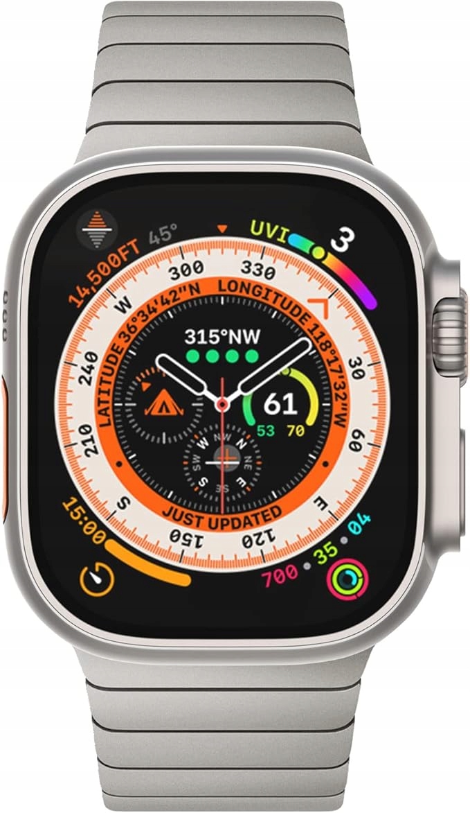 NewWays bransoleta do Apple Watch Ultra 9/8/7/6/5/4 42/44/45/49mm srebrna