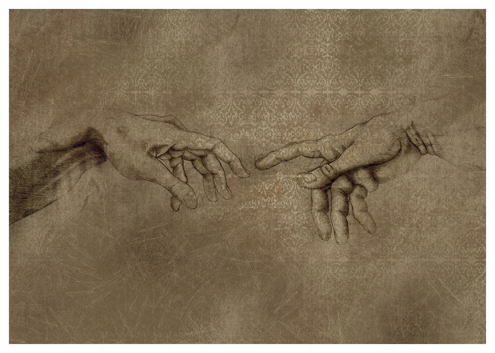 Fototapeta ruky Boha Adama freska tlmené beze vinylová 368x254 lepidlo