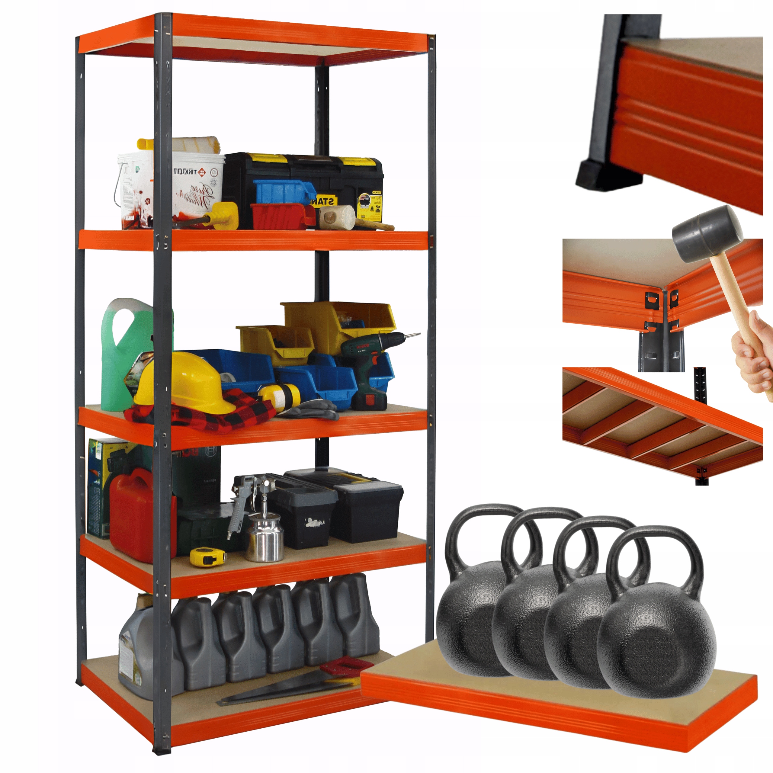 Kovový skladový regál Helios 196x120x35 cm 5Px400 kg Poľský Trvanlivý