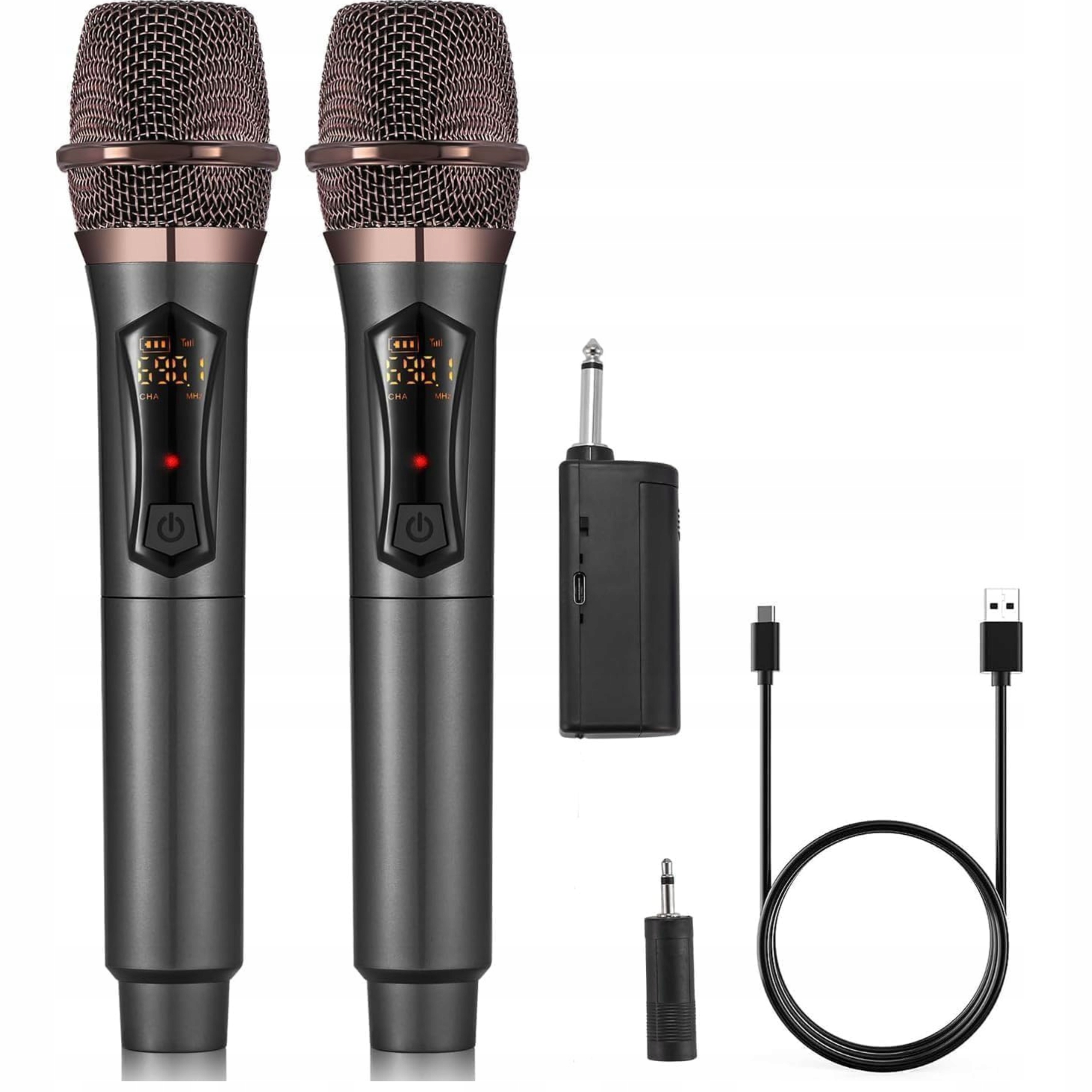 Bezdrátový mikrofon 2 ks Uhf Karaoke Dsp 60 m