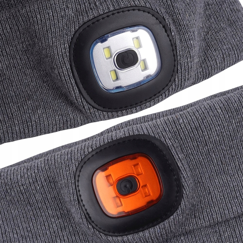 Czapka z LATARKĄ oświetlenie LED czołówka ciepła zimowa ocieplana baterie Marka Koopman