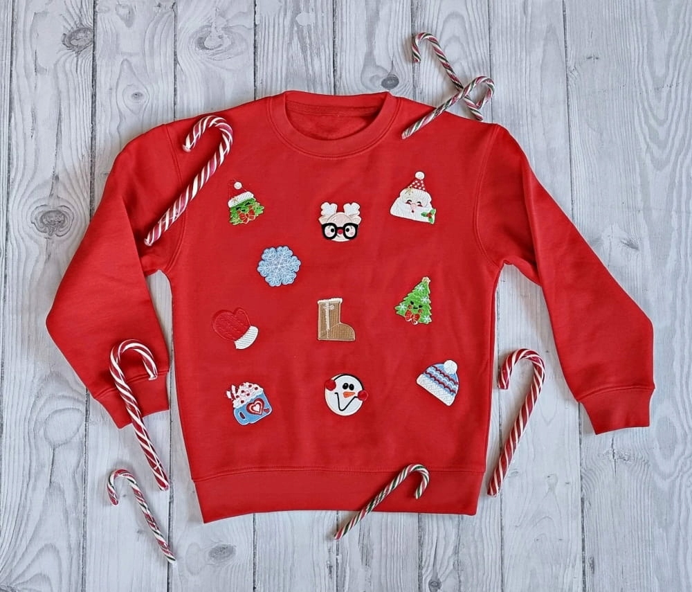 Haftowana naszywka TERMO na ubranie - Renifer Rudolf w okularach Rodzaj aplikacji z haftem