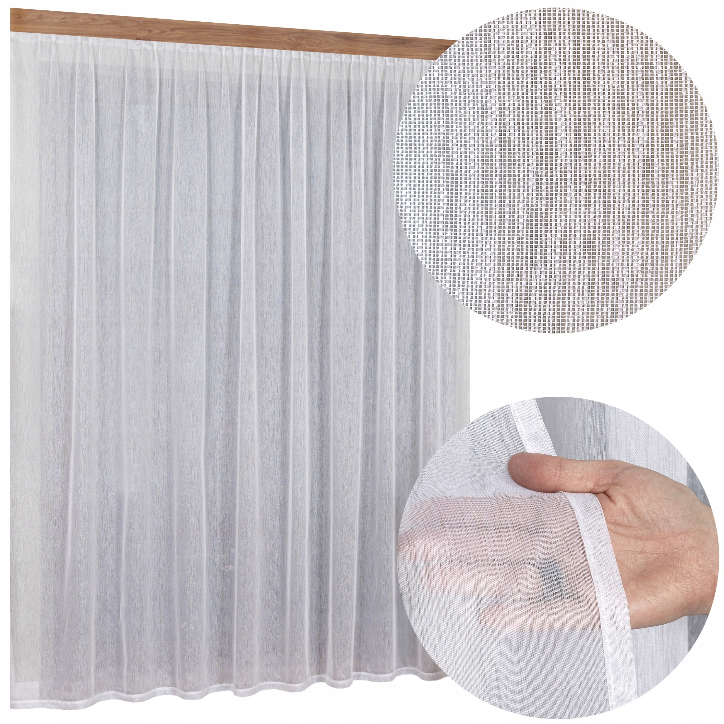 Hotová Záclona Bílá Fantazijní Jemný Déšť na pásku do Žabkova salonu 500x240