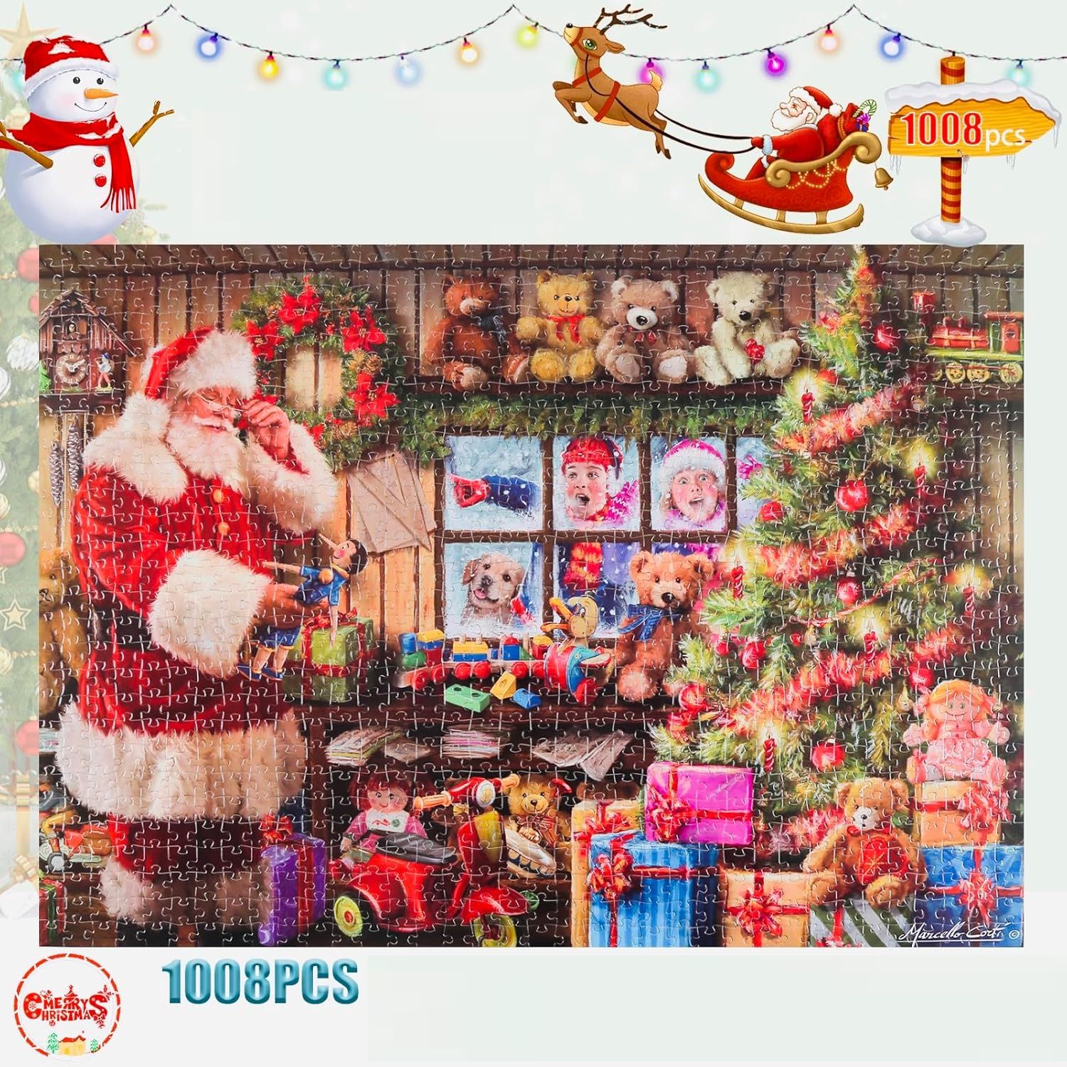 Адвент-календарь с пазлом Санта-Клаус, 1008 деталей в 24 коробках, 70×50 см, от 14 лет — фото 3